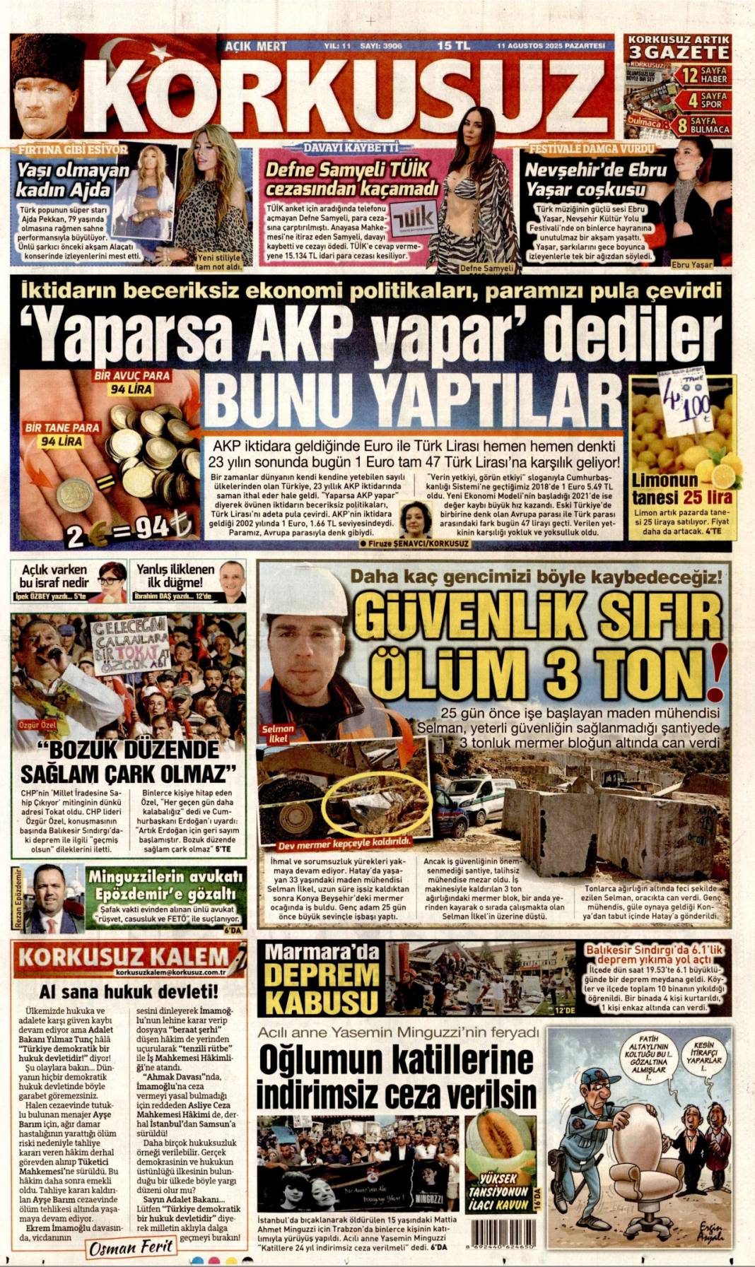 Marmara ve Ege 6.1 ile sallandı! 16 bina yıkıldı 1 can kaybı 29 yaralı: 11 Ağustos gazete manşetleri. 23