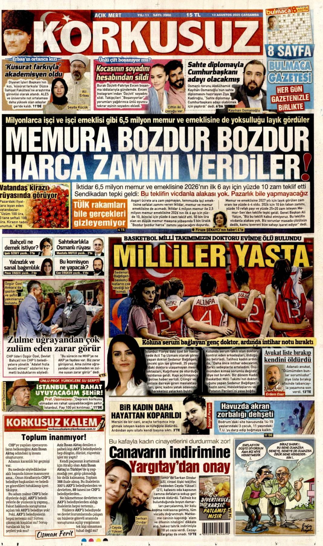 İBB'de rüşvet poşetlere sığmadı: 13 Ağustos 2025 gazete manşetleri 23