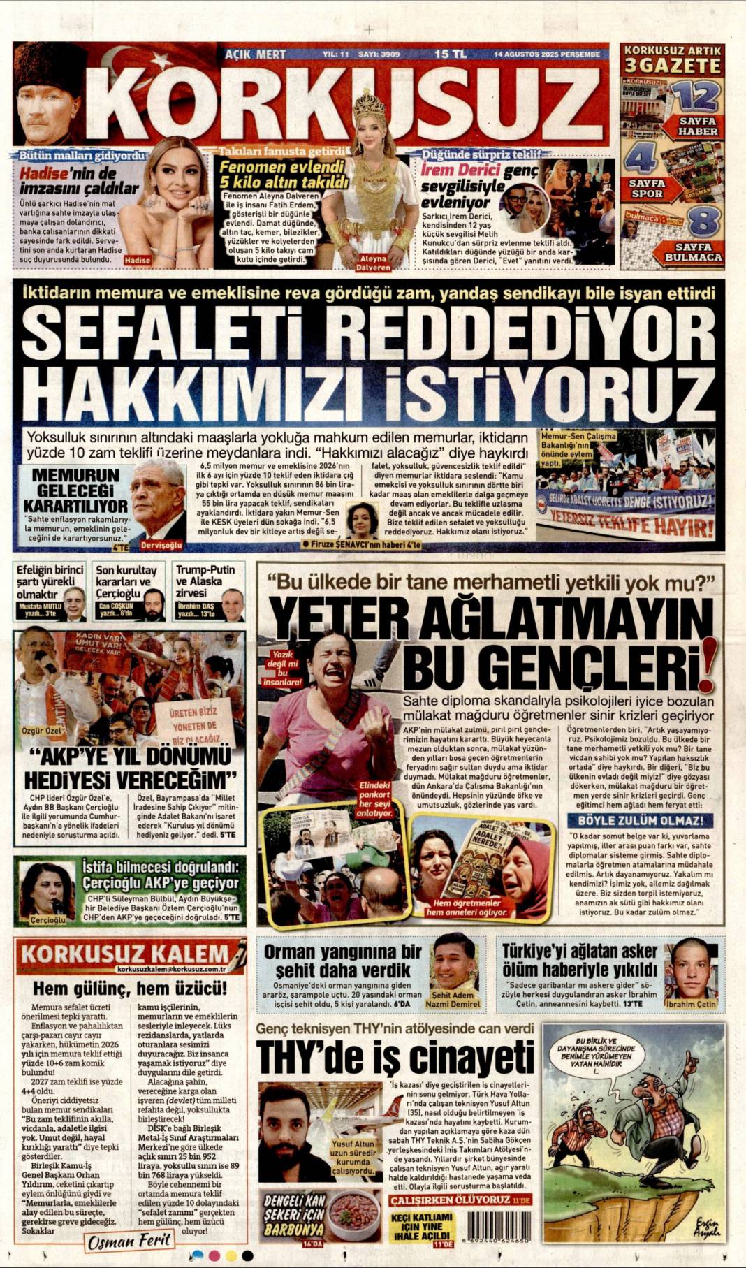 Kurnazlığı bırak YPG! Acil adım atmazlarsa operasyon an meselesi: 14 Ağustos gazete manşetleri 25
