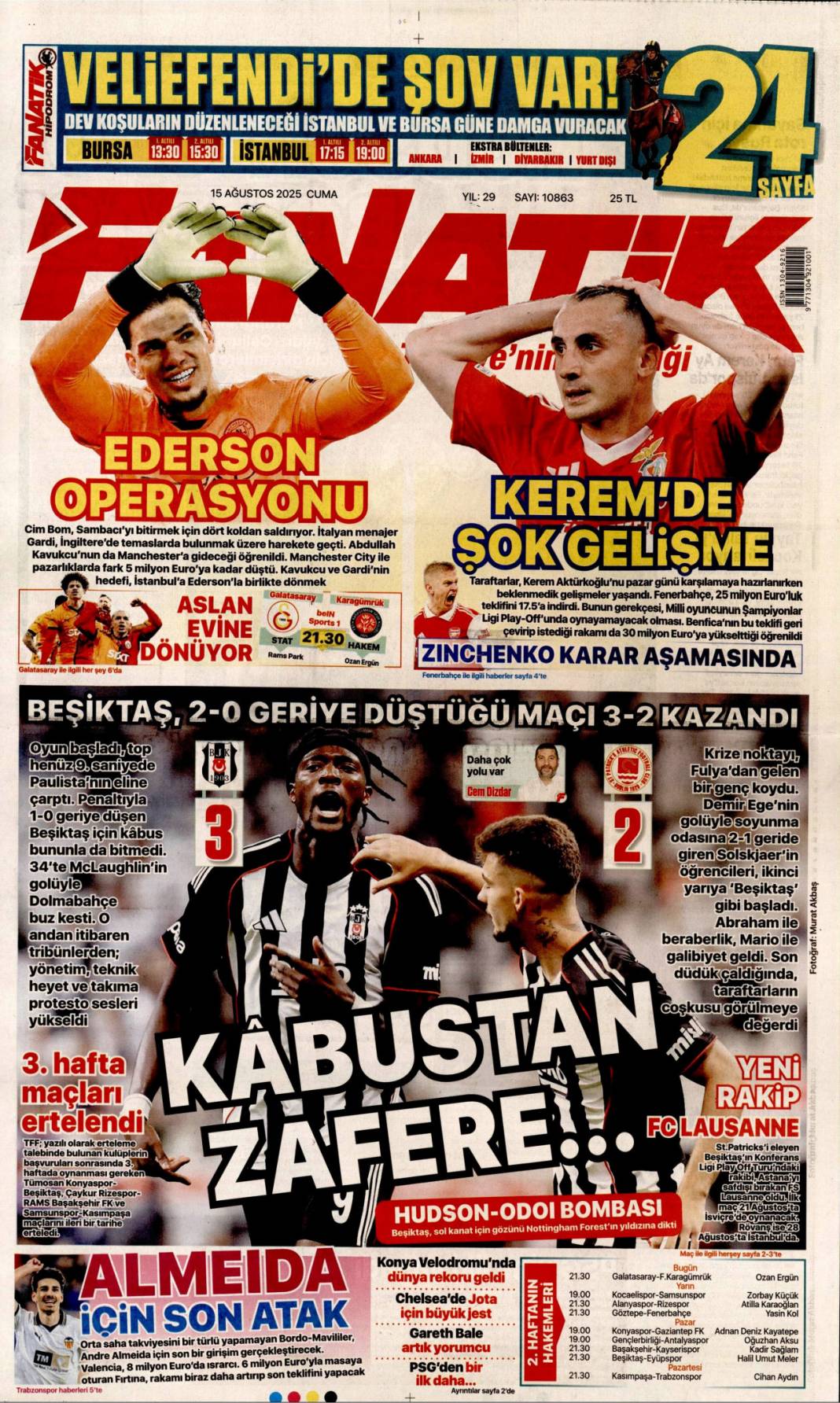 Topuklu efe'ye AK Parti rozeti: 15 Ağustos 2025 gazete manşetleri 26