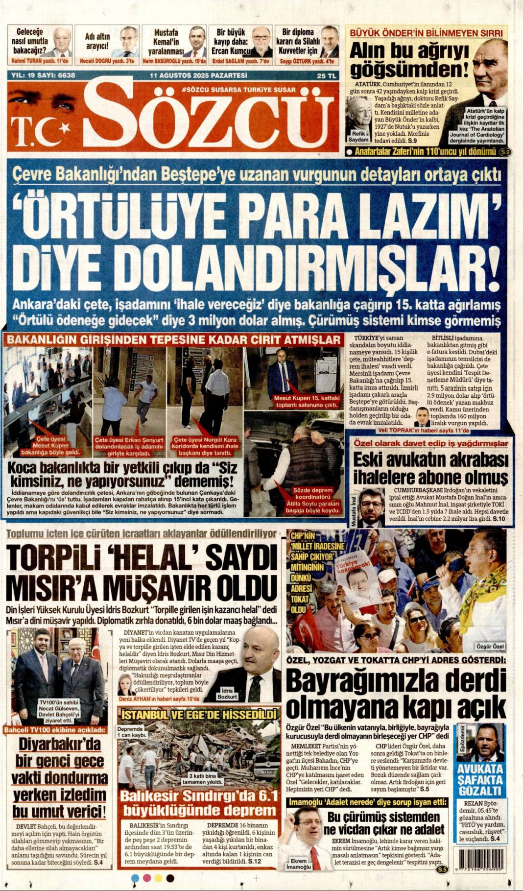 Marmara ve Ege 6.1 ile sallandı! 16 bina yıkıldı 1 can kaybı 29 yaralı: 11 Ağustos gazete manşetleri. 4