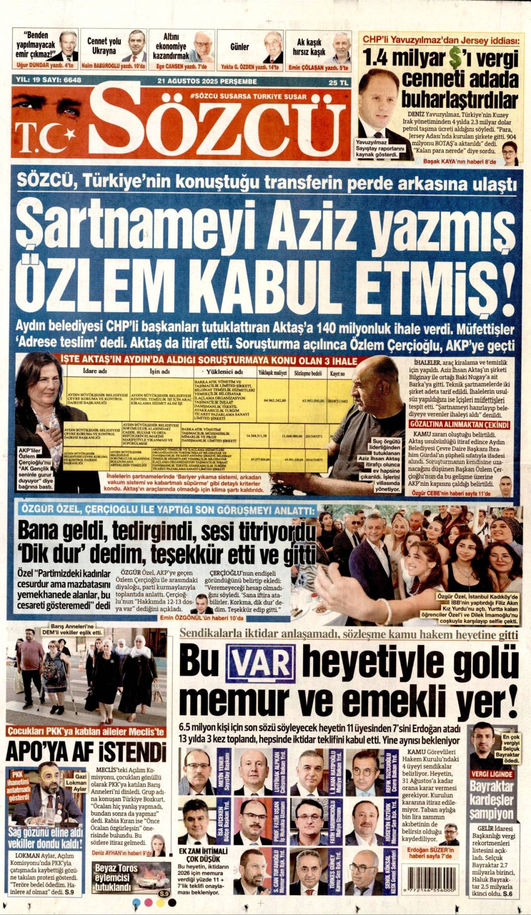 Avrupa fonları ekosistem'e aktı: 21 Ağustos 2025 gazete manşetleri 3