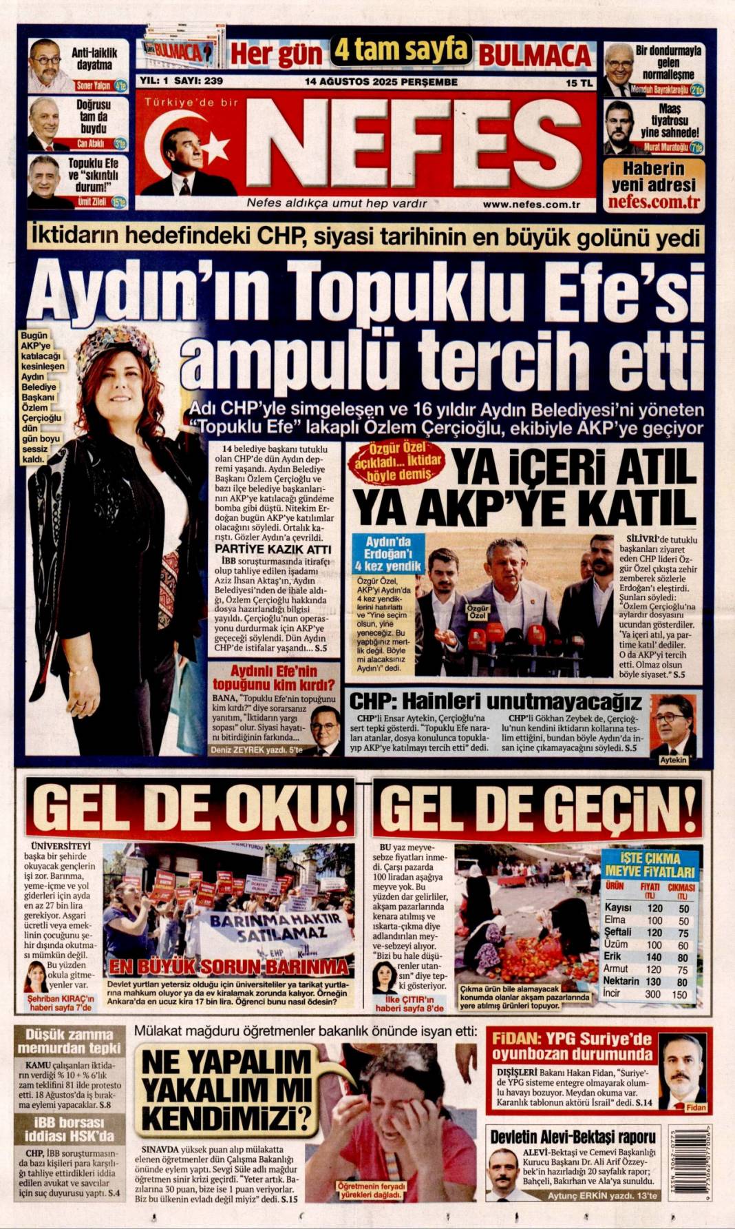 Kurnazlığı bırak YPG! Acil adım atmazlarsa operasyon an meselesi: 14 Ağustos gazete manşetleri 5