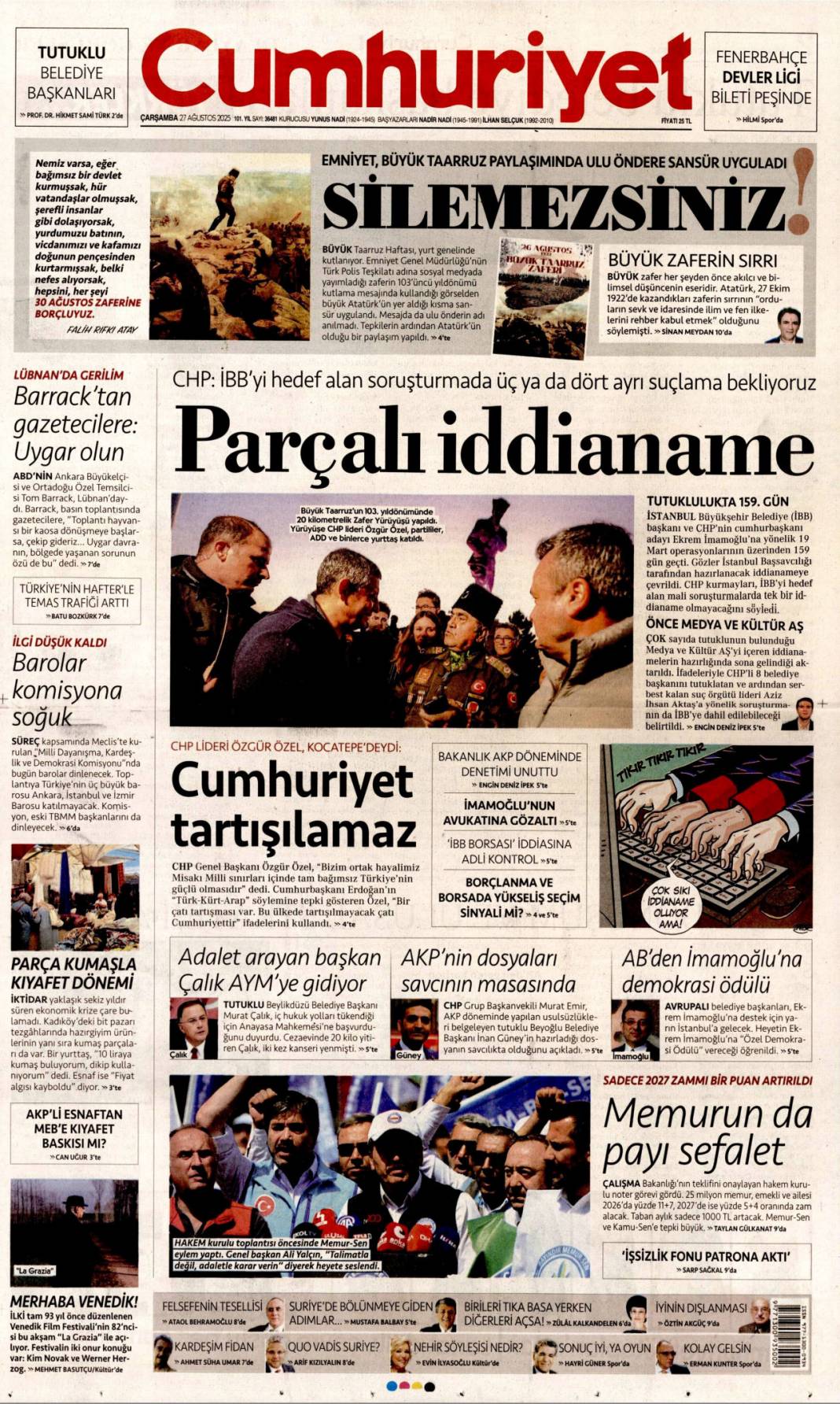 Terörist YPG ve destekçilerine Malazgirt'ten kılıçlı mesaj: 27 Ağustos 2025 gazete manşetleri 5