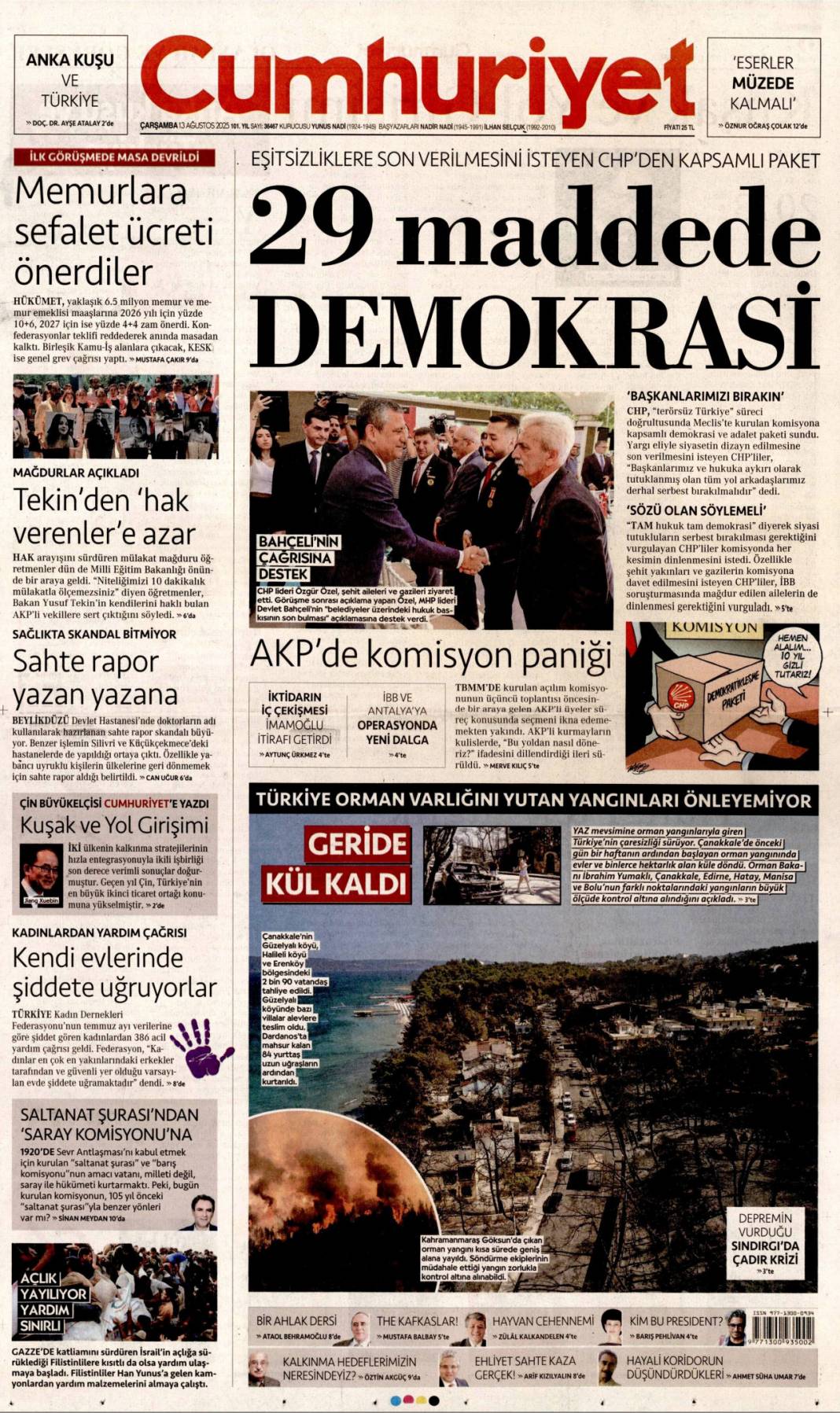 İBB'de rüşvet poşetlere sığmadı: 13 Ağustos 2025 gazete manşetleri 5