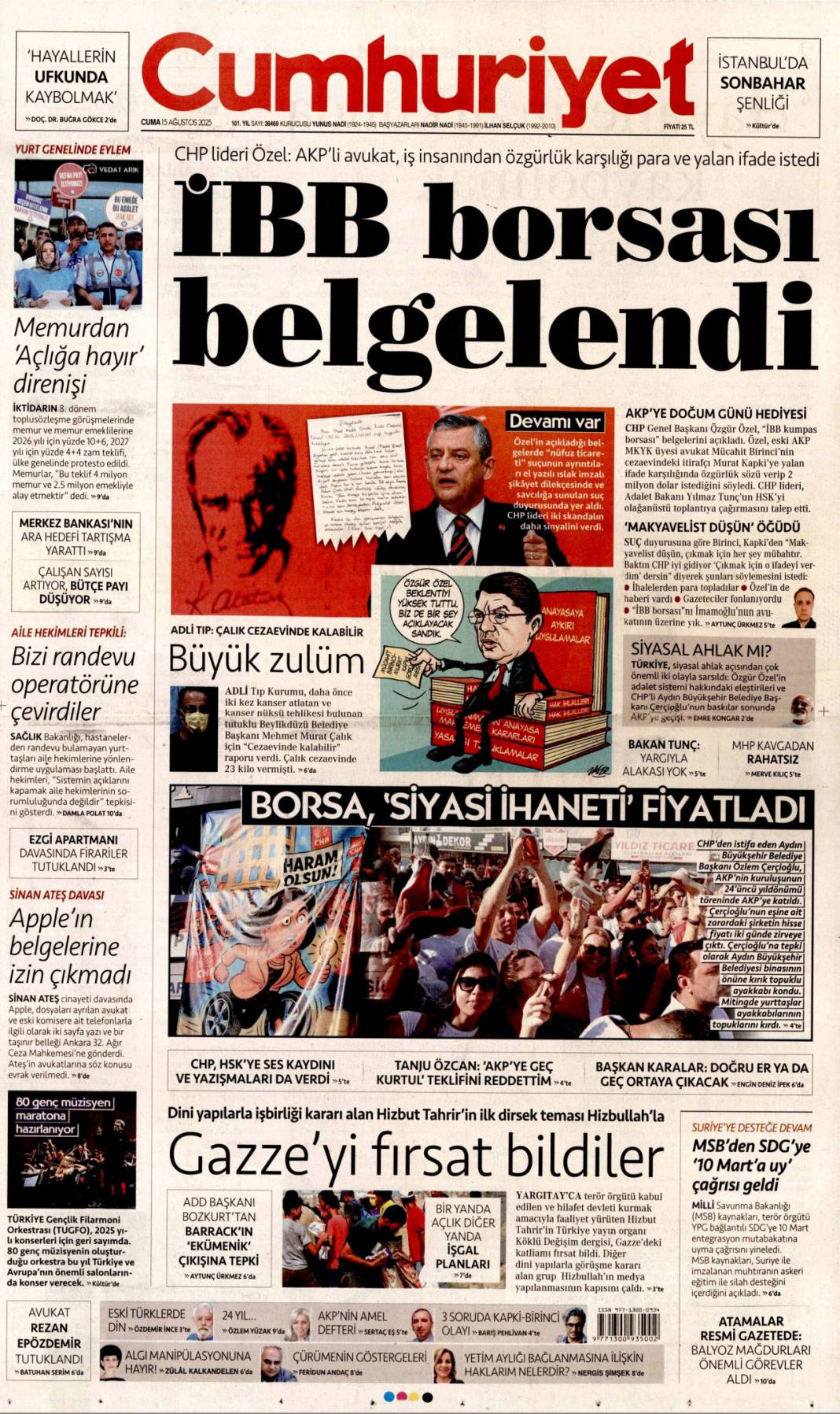 Topuklu efe'ye AK Parti rozeti: 15 Ağustos 2025 gazete manşetleri 5