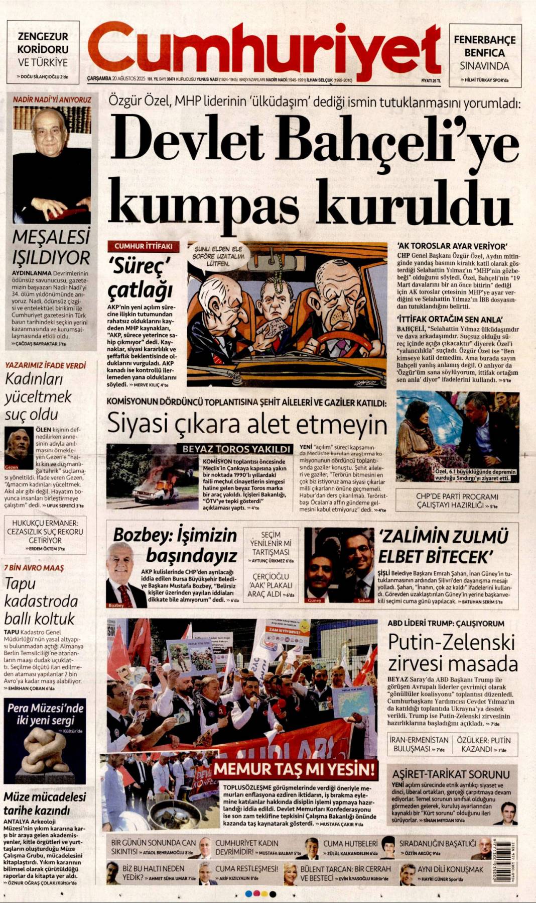 Pazarlık yok kardeşlik var: 20 Ağustos 2025 gazete manşetleri 5