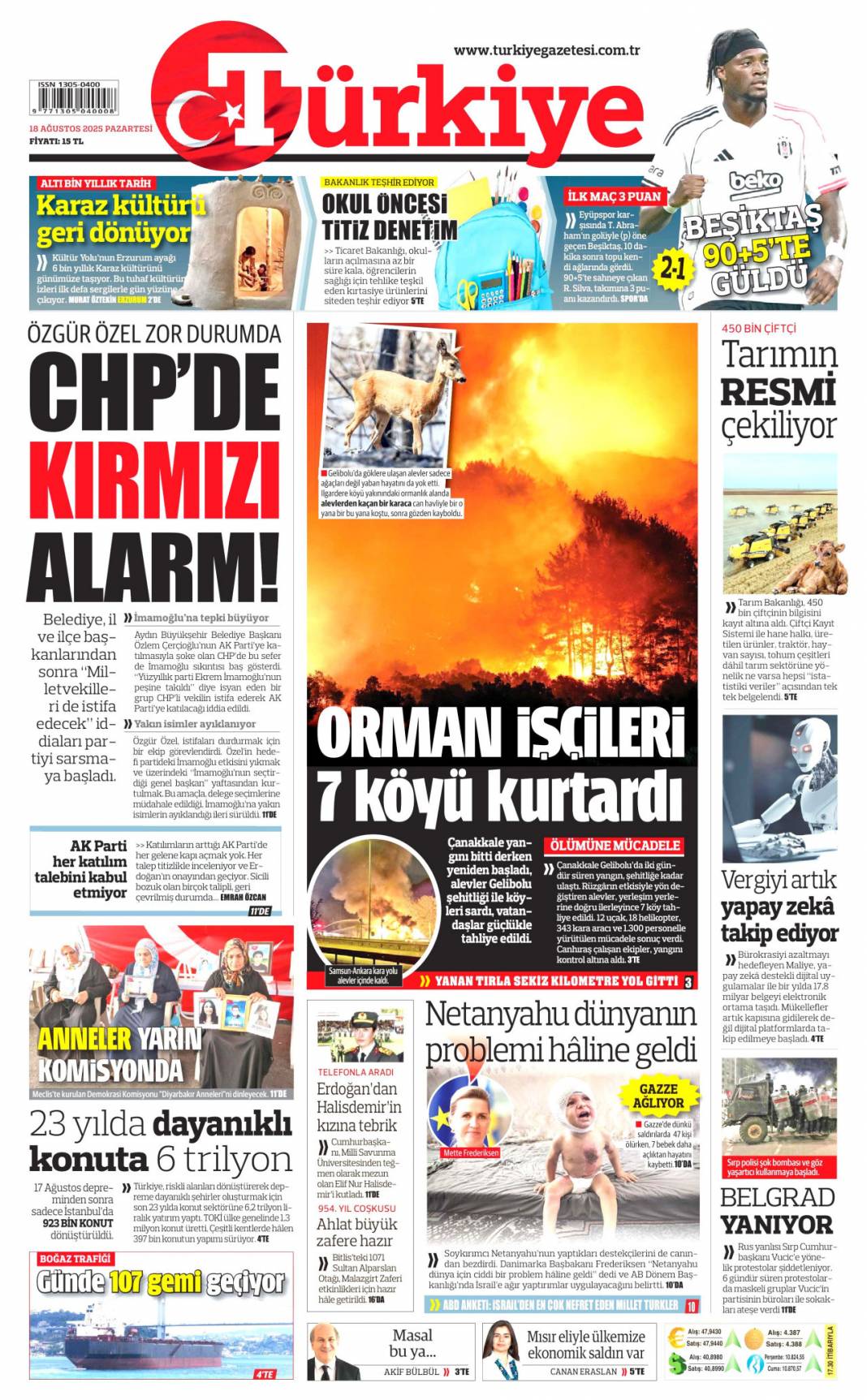 CHP'de kırmızı alrm! Özgür Özel zor durumda: 18 Ağustos 2025 gazete manşetleri 1