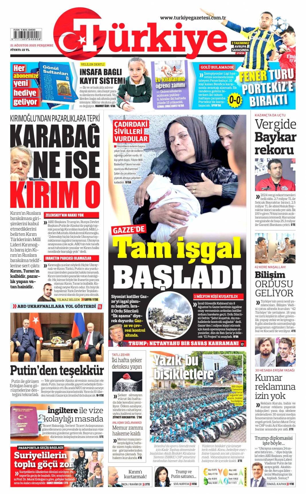 Avrupa fonları ekosistem'e aktı: 21 Ağustos 2025 gazete manşetleri 7