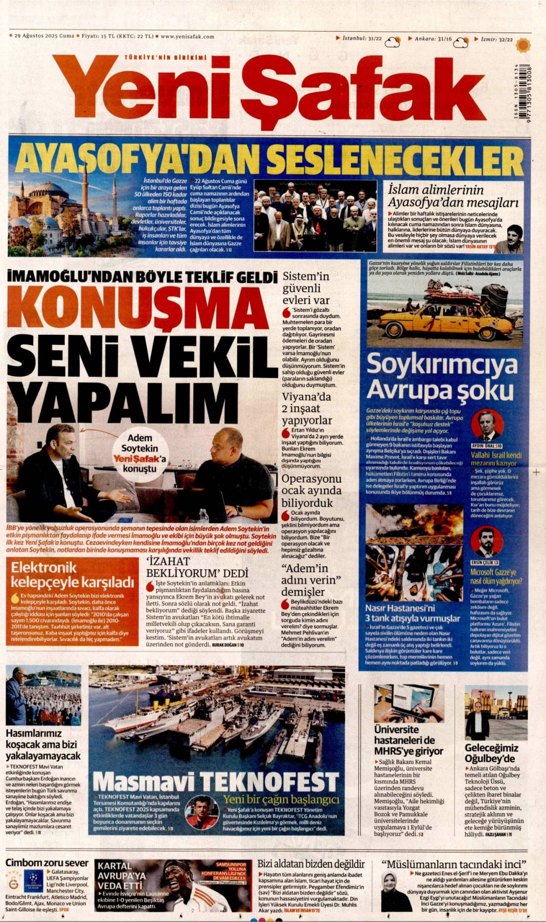 Su yok konser var! İzmirli hizmet bekliyor: 29 Ağustos 2025 gazete manşetleri 9