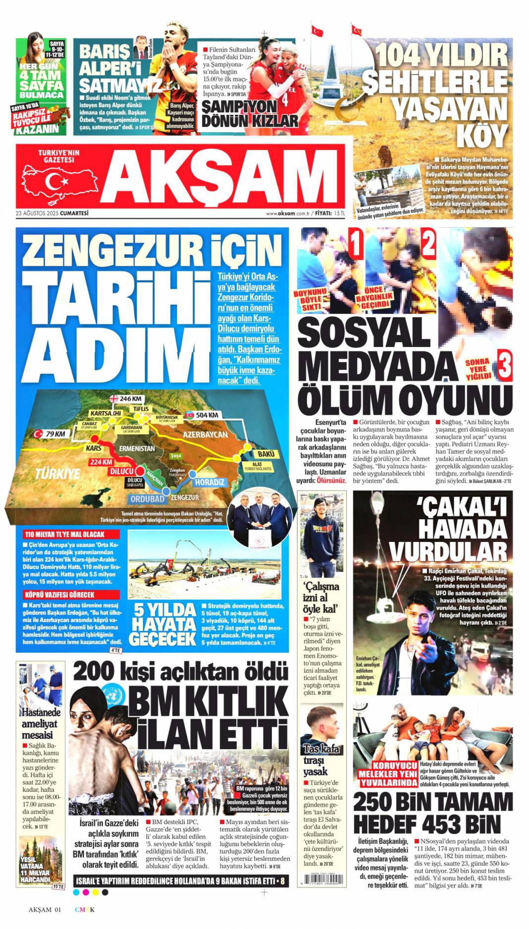 Çok önemli kalkınma hamlesi: 23 Ağustos 2025 Cumartesi, güncel gazete manşetleri... 6