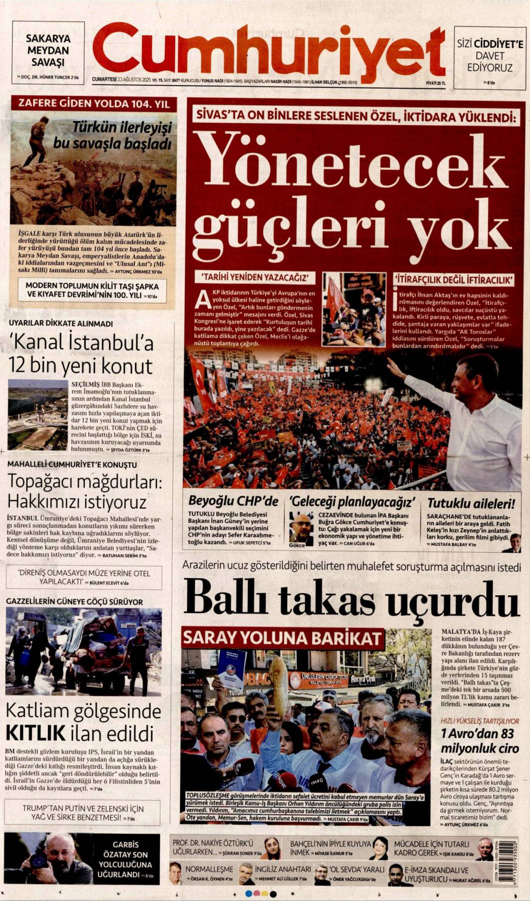 Çok önemli kalkınma hamlesi: 23 Ağustos 2025 Cumartesi, güncel gazete manşetleri... 5