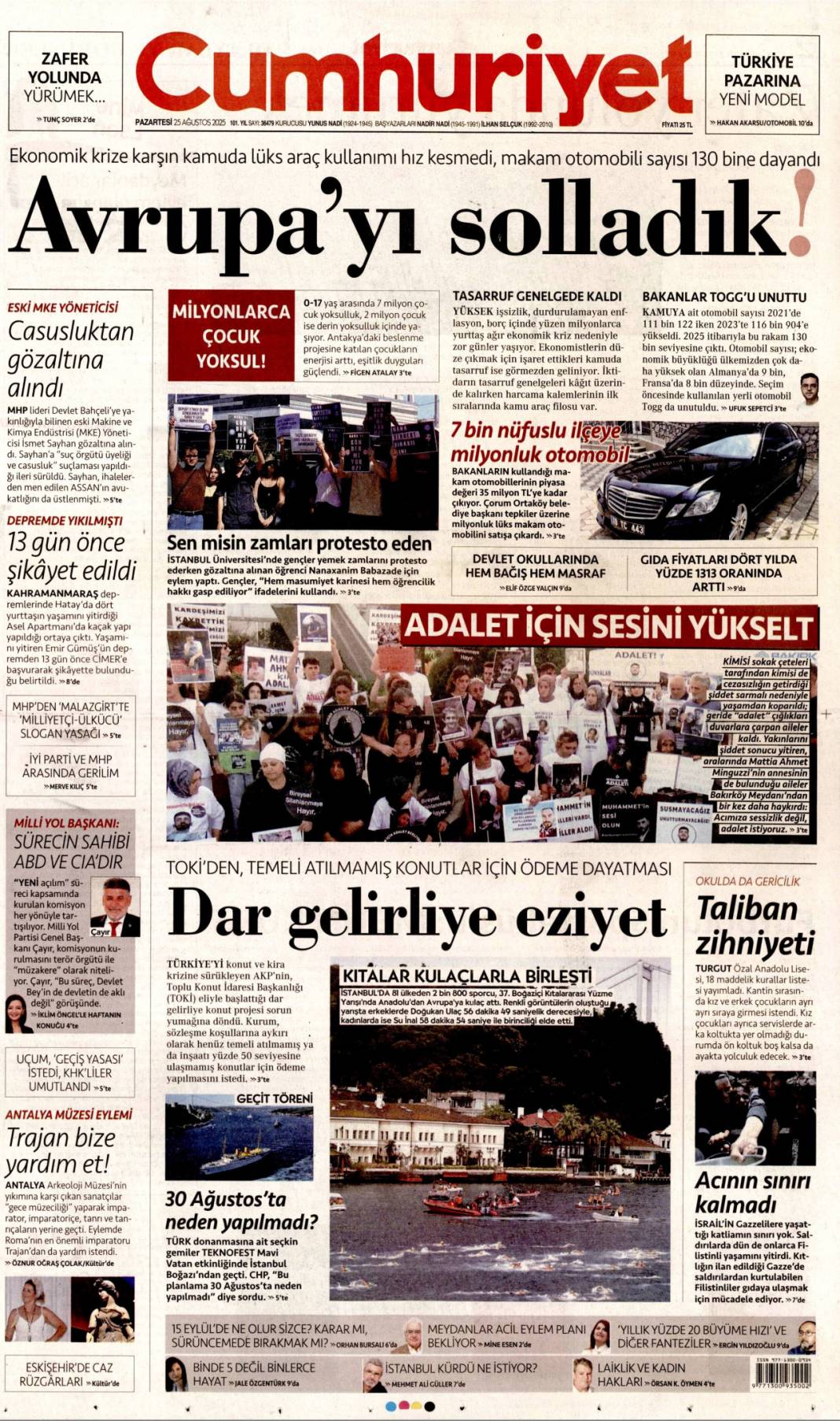 Mavi vatan gururu: 25 Ağustos 2025 Pazartesi güncel gazete manşetleri... 5