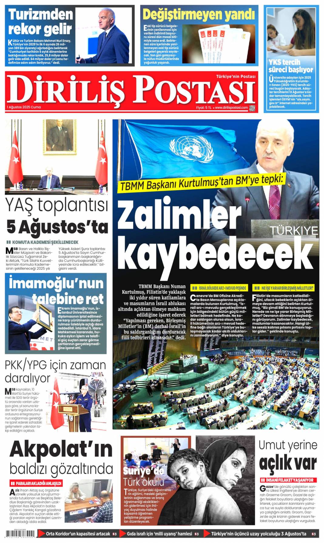 Yangınlara karşı toplu dua seferberliği: 1 Ağustos 2025 Cuma güncel gazete manşetleri 14