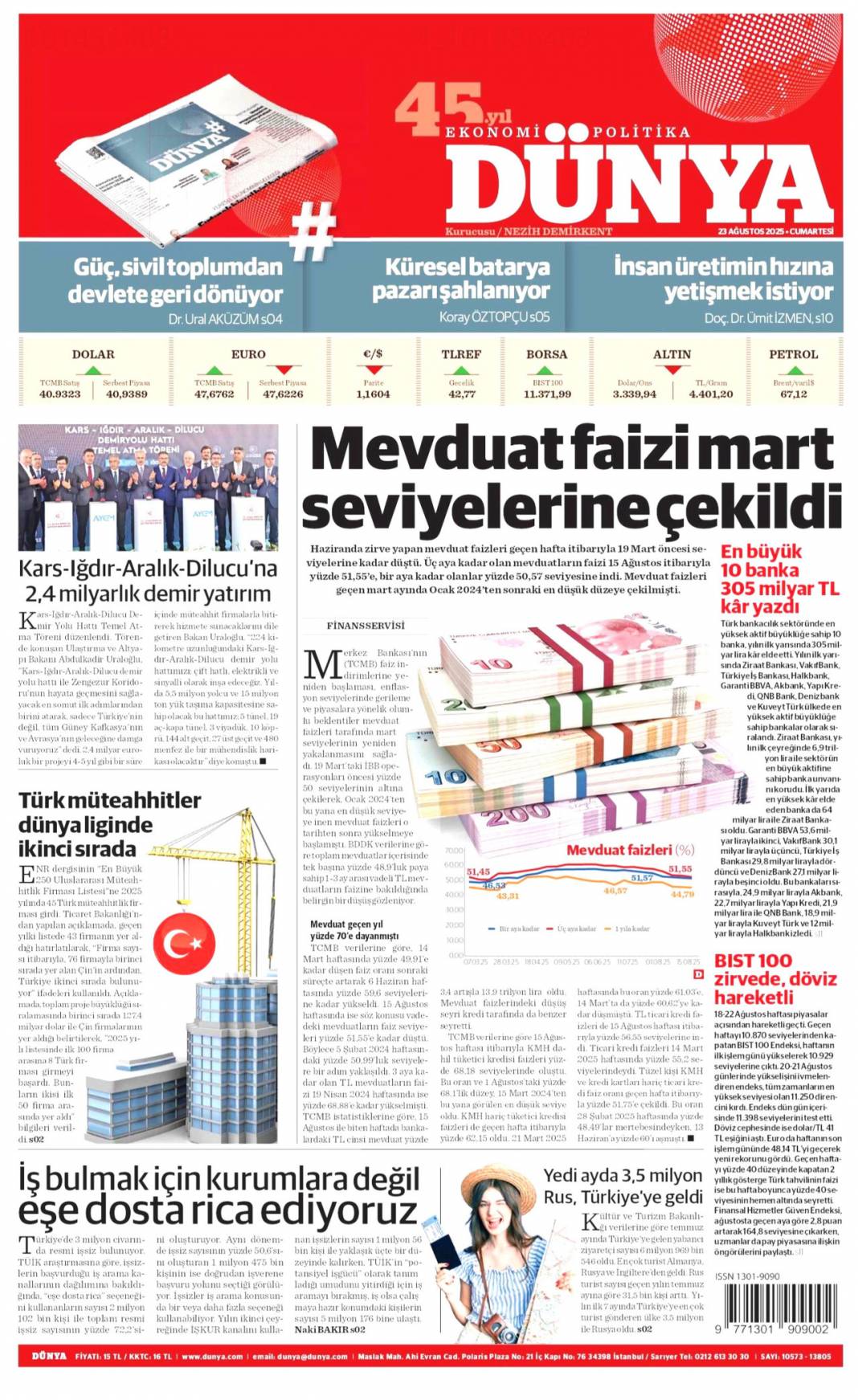 Çok önemli kalkınma hamlesi: 23 Ağustos 2025 Cumartesi, güncel gazete manşetleri... 10