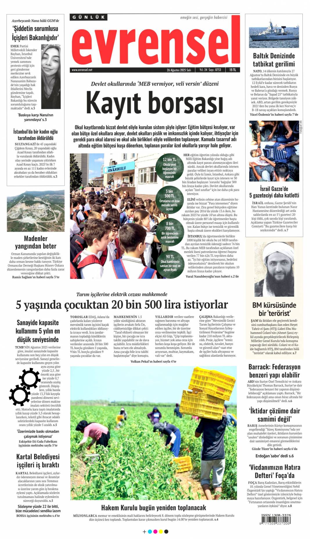 Terörsüz Türkiye için son düzlükteyiz: 26 Ağustos 2025 Salı, gazete manşetleri 8