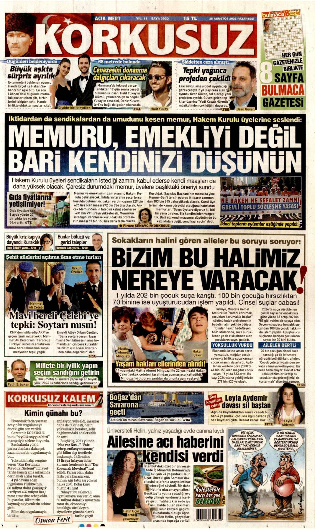 Mavi vatan gururu: 25 Ağustos 2025 Pazartesi güncel gazete manşetleri... 11