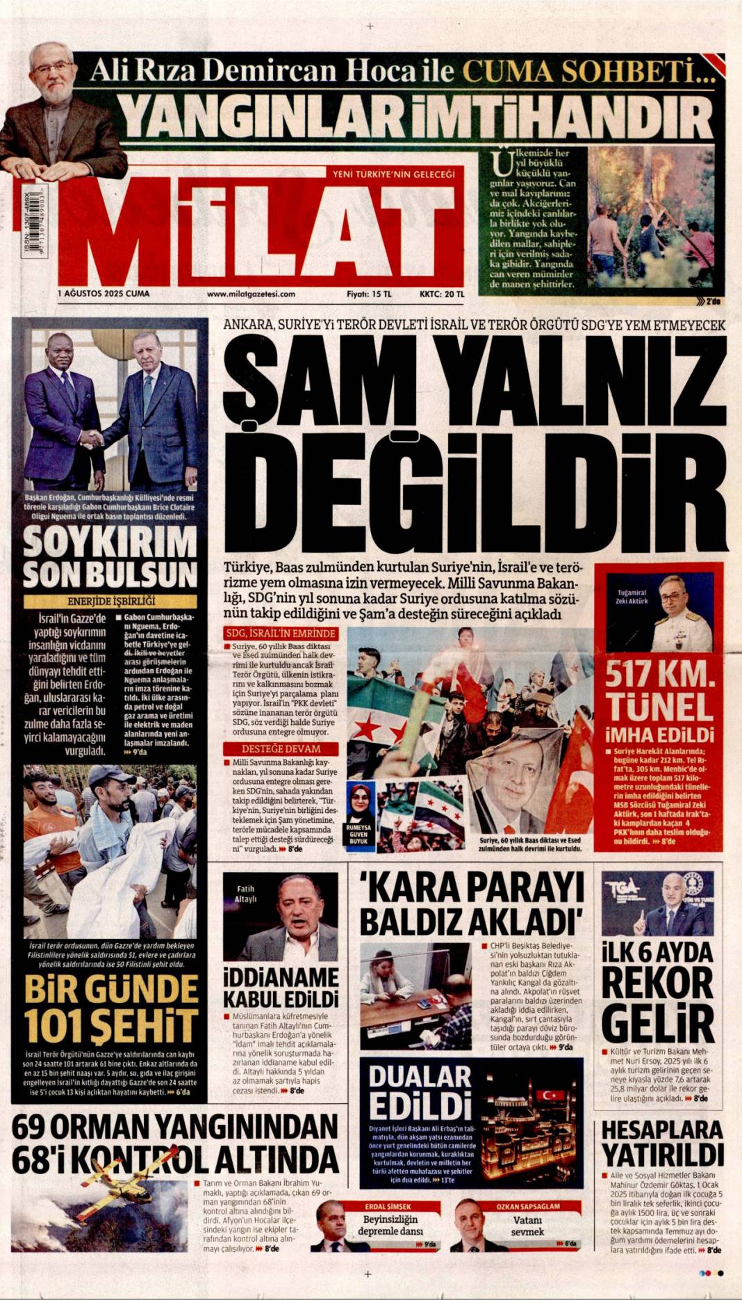 Yangınlara karşı toplu dua seferberliği: 1 Ağustos 2025 Cuma güncel gazete manşetleri 21