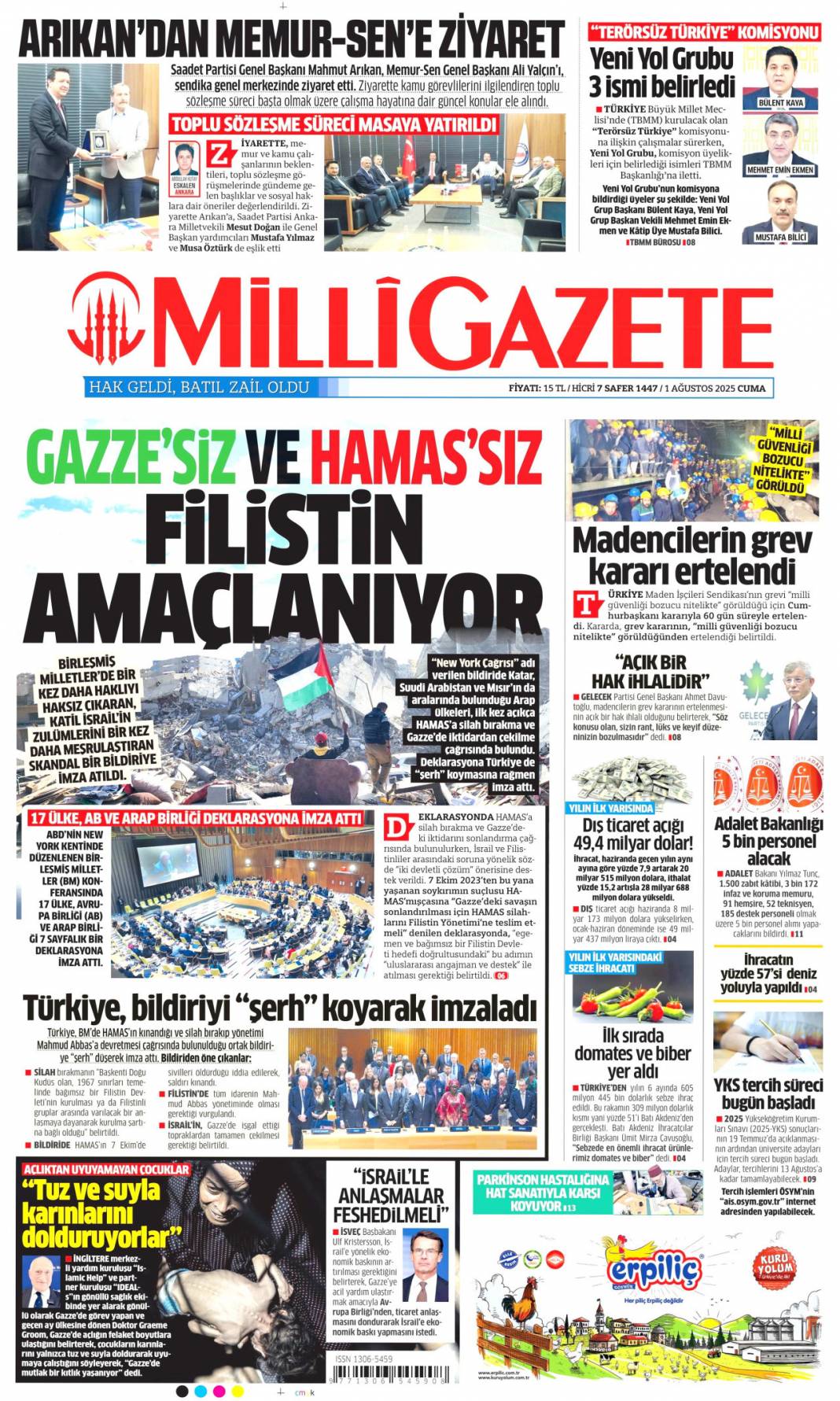 Yangınlara karşı toplu dua seferberliği: 1 Ağustos 2025 Cuma güncel gazete manşetleri 22