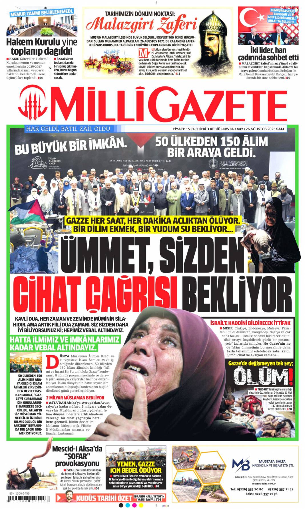 Terörsüz Türkiye için son düzlükteyiz: 26 Ağustos 2025 Salı, gazete manşetleri 13