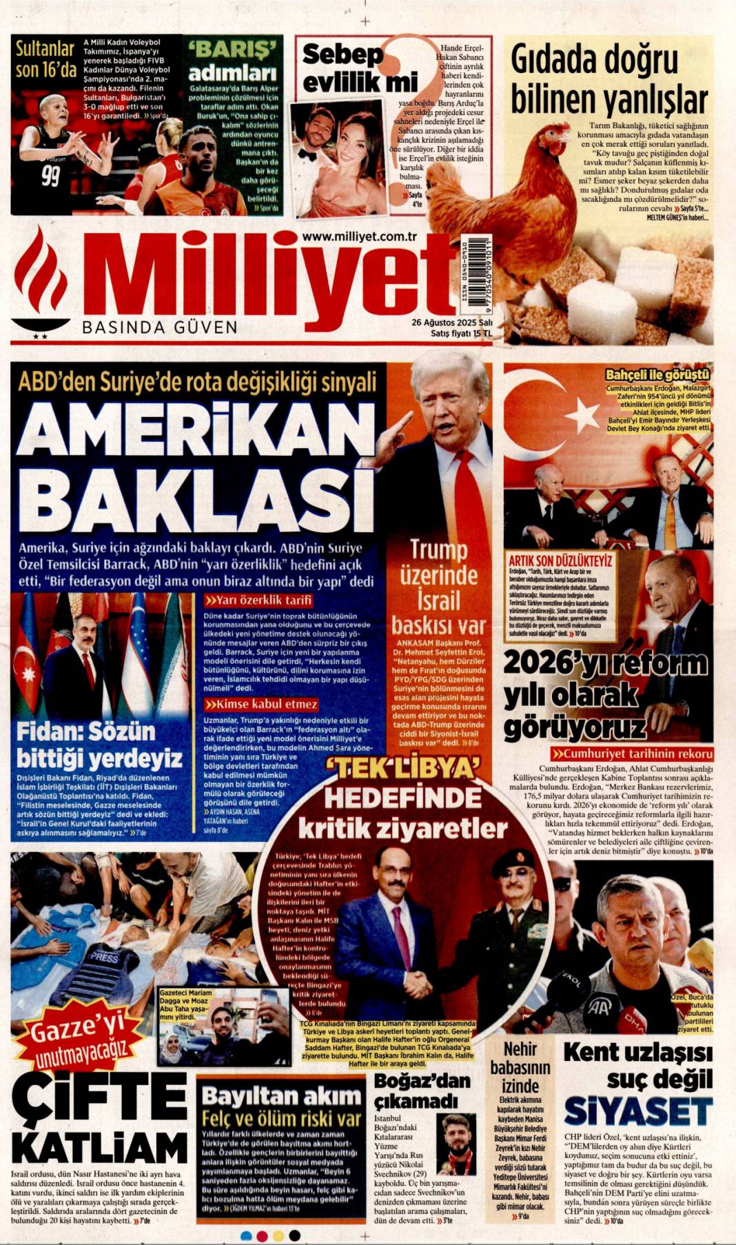 Terörsüz Türkiye için son düzlükteyiz: 26 Ağustos 2025 Salı, gazete manşetleri 14