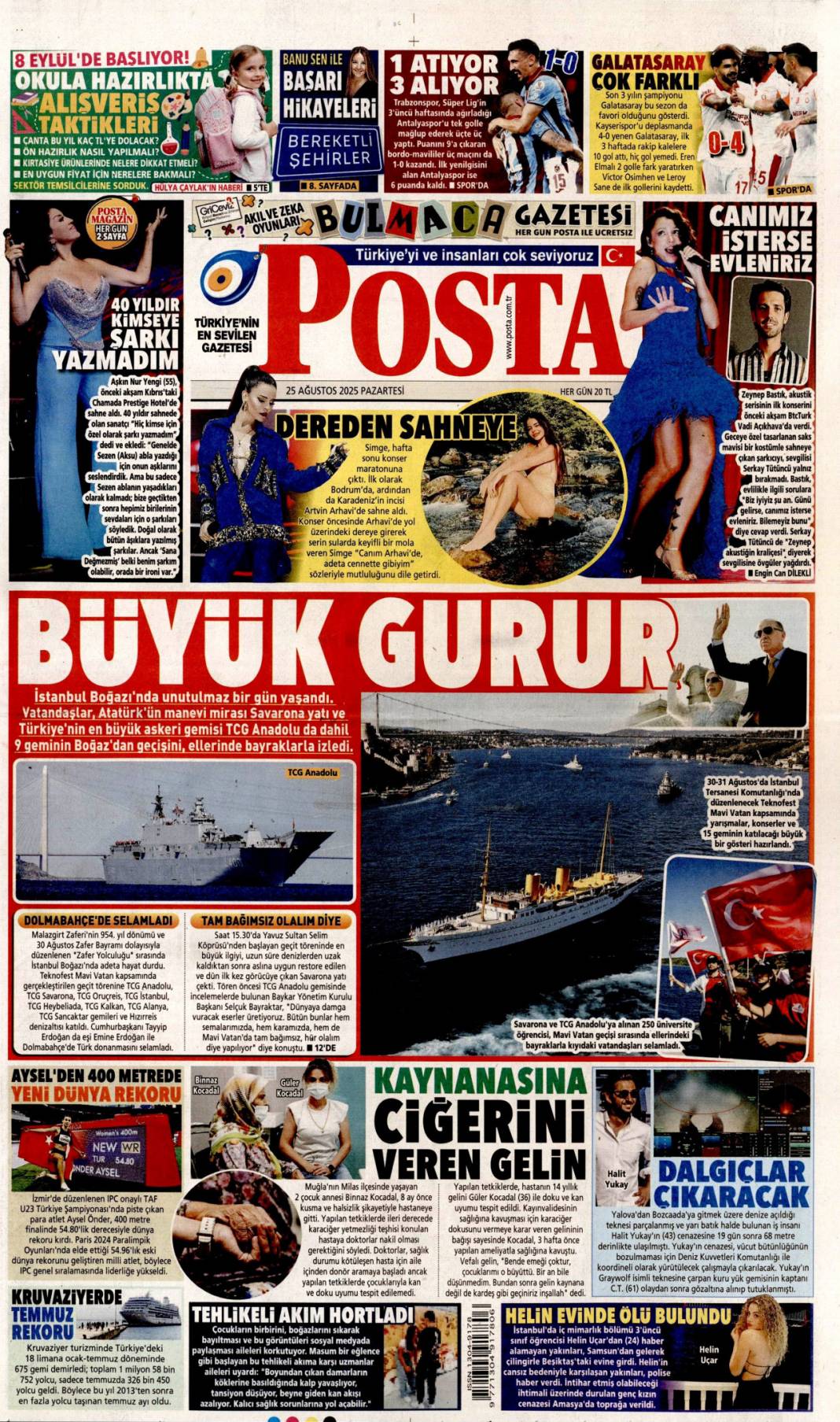 Mavi vatan gururu: 25 Ağustos 2025 Pazartesi güncel gazete manşetleri... 15