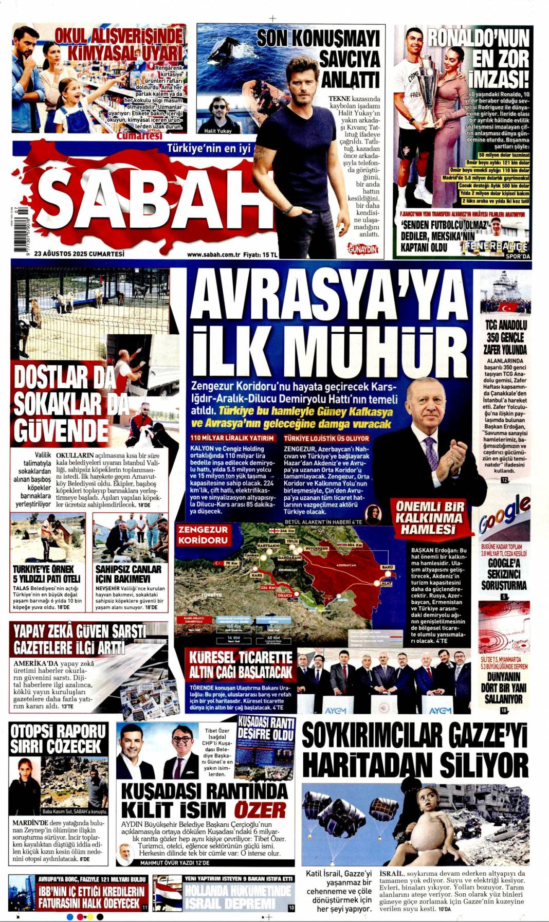 Çok önemli kalkınma hamlesi: 23 Ağustos 2025 Cumartesi, güncel gazete manşetleri... 3