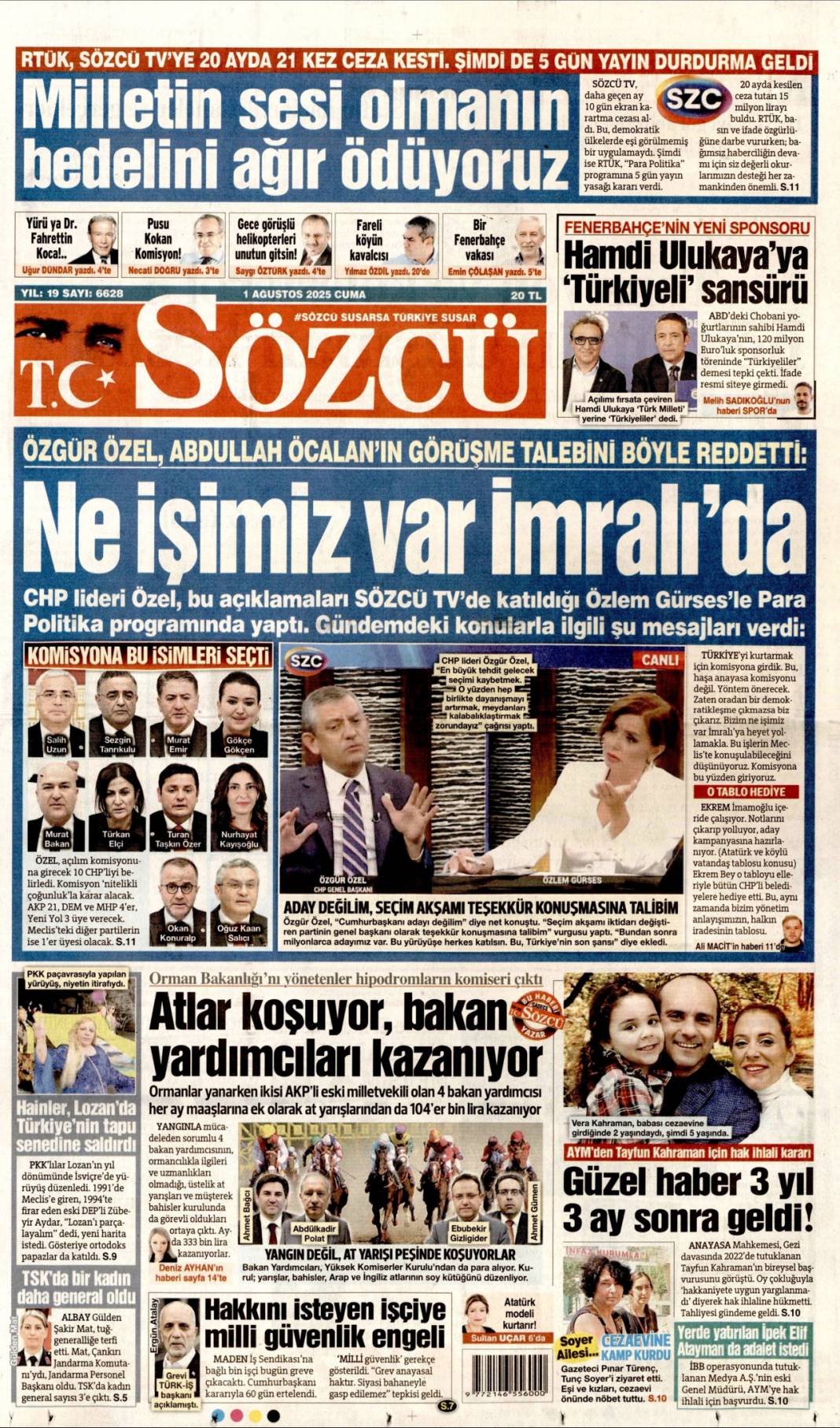 Yangınlara karşı toplu dua seferberliği: 1 Ağustos 2025 Cuma güncel gazete manşetleri 6