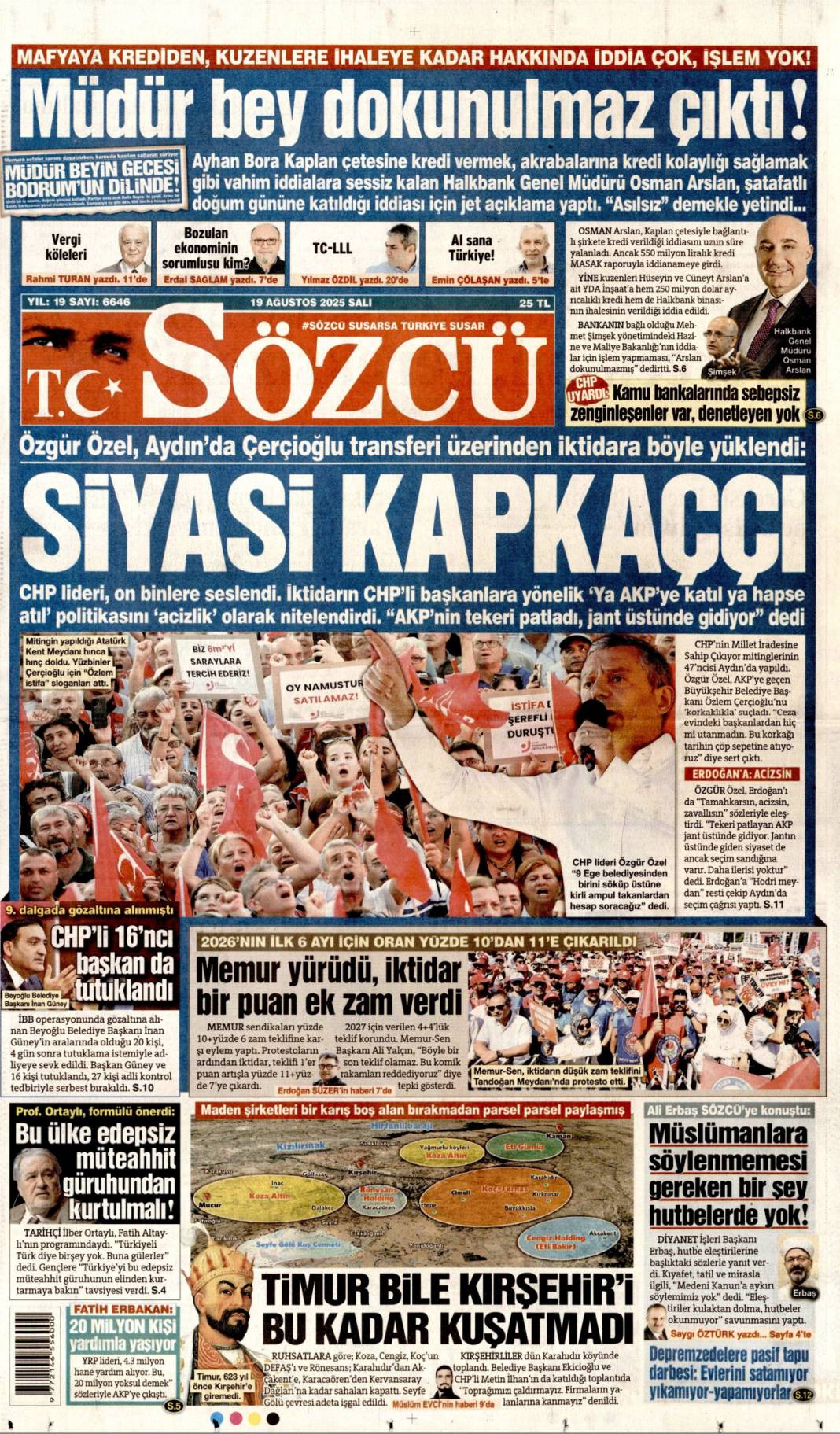 Kuşadası rantı deşifre oldu: 19 Ağustos 2025 Salı gazete manşetleri... 17