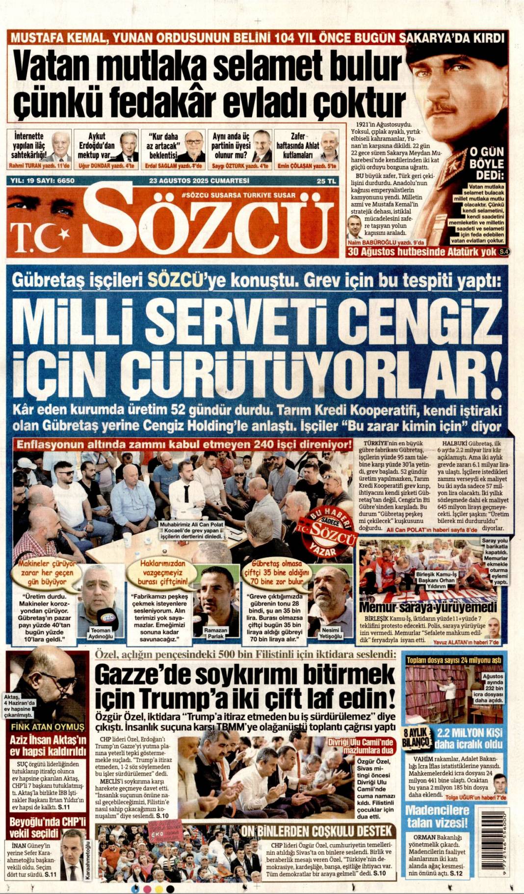 Çok önemli kalkınma hamlesi: 23 Ağustos 2025 Cumartesi, güncel gazete manşetleri... 18
