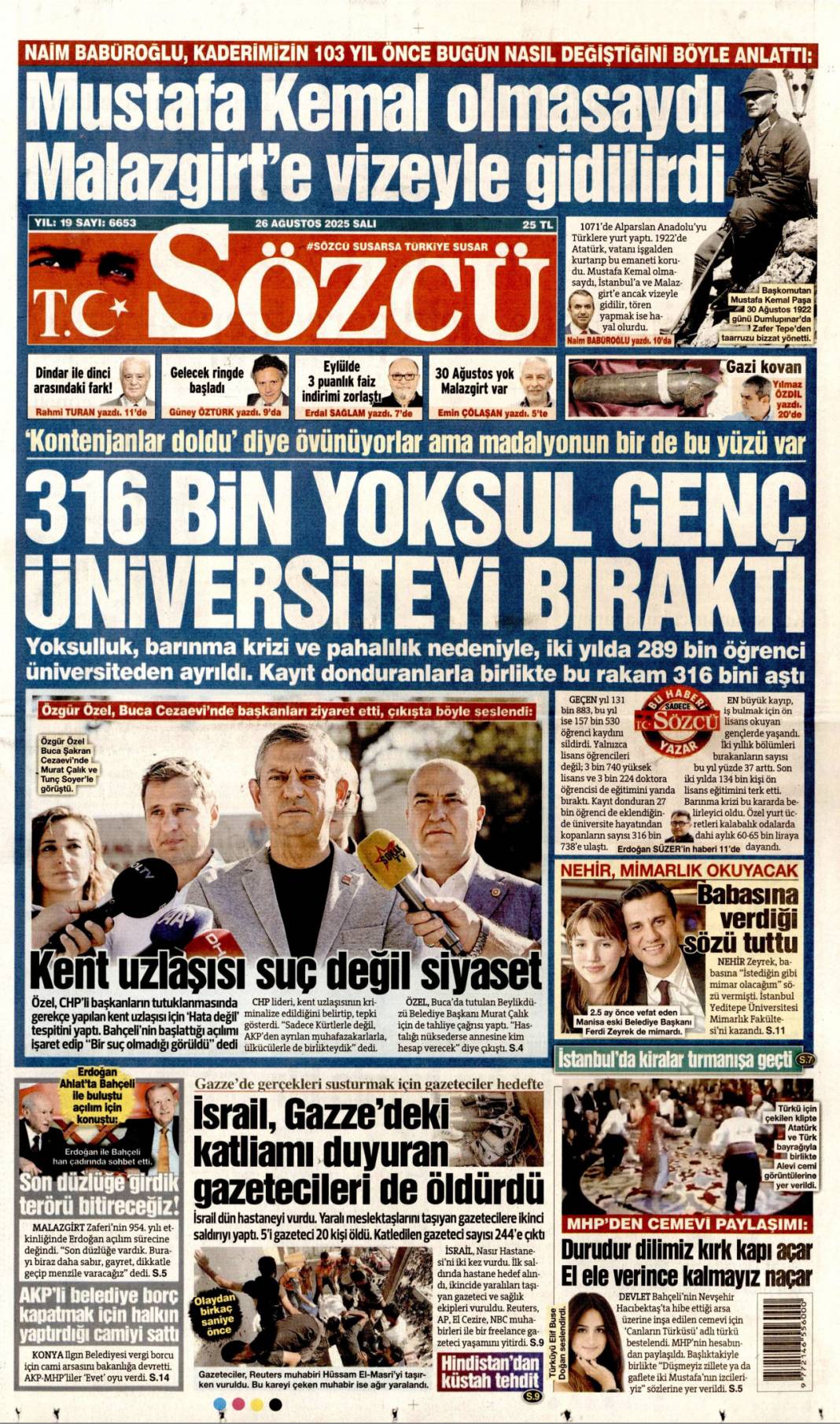 Terörsüz Türkiye için son düzlükteyiz: 26 Ağustos 2025 Salı, gazete manşetleri 17