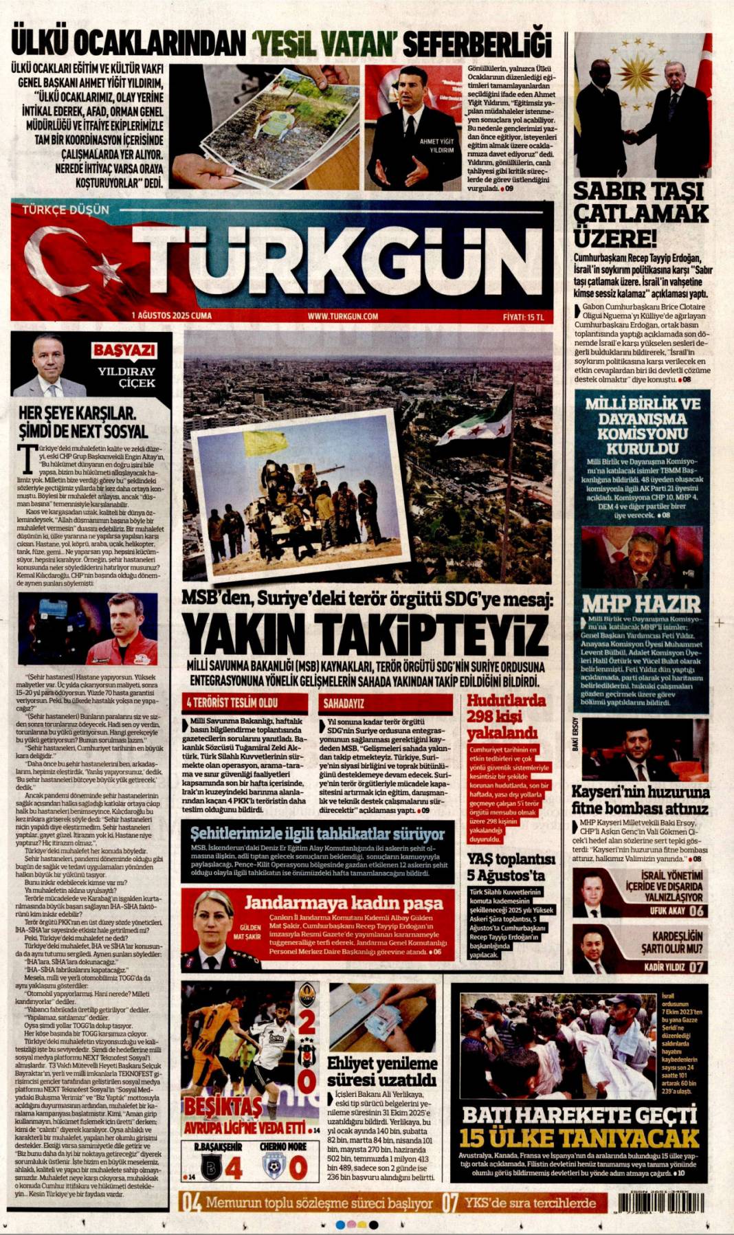 Yangınlara karşı toplu dua seferberliği: 1 Ağustos 2025 Cuma güncel gazete manşetleri 10