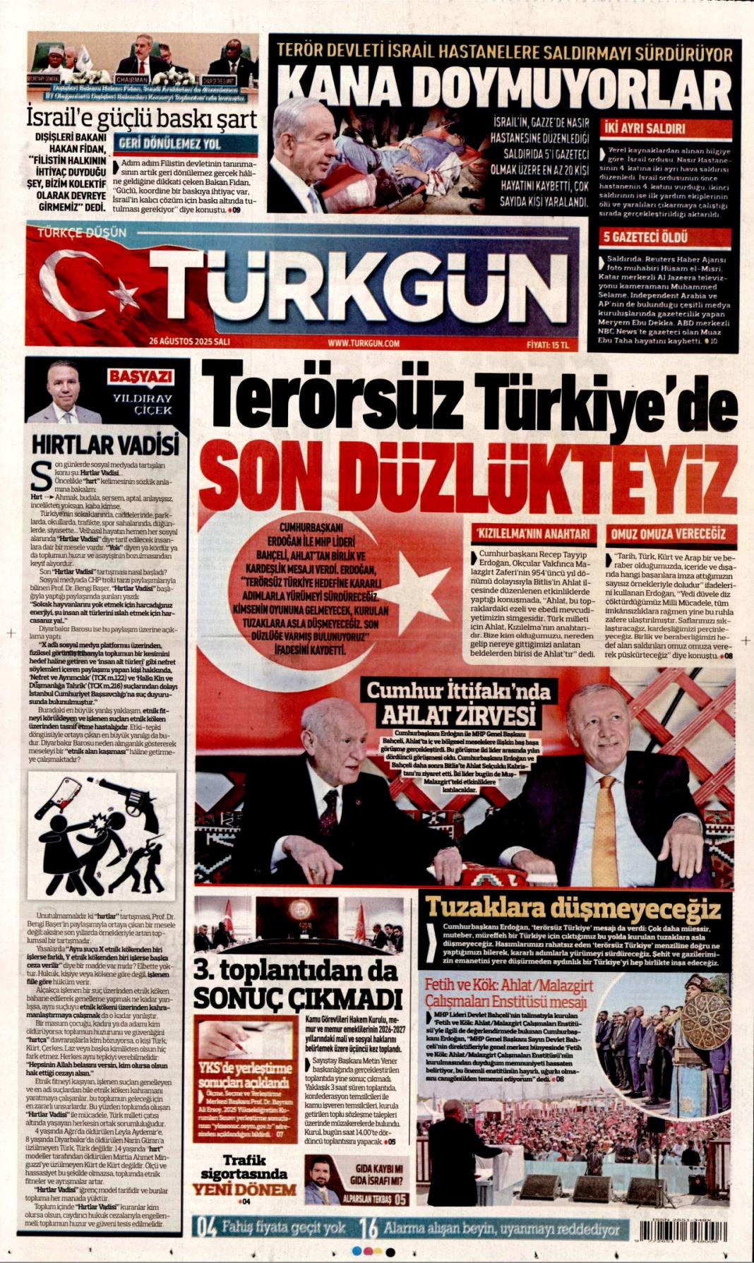 Terörsüz Türkiye için son düzlükteyiz: 26 Ağustos 2025 Salı, gazete manşetleri 19