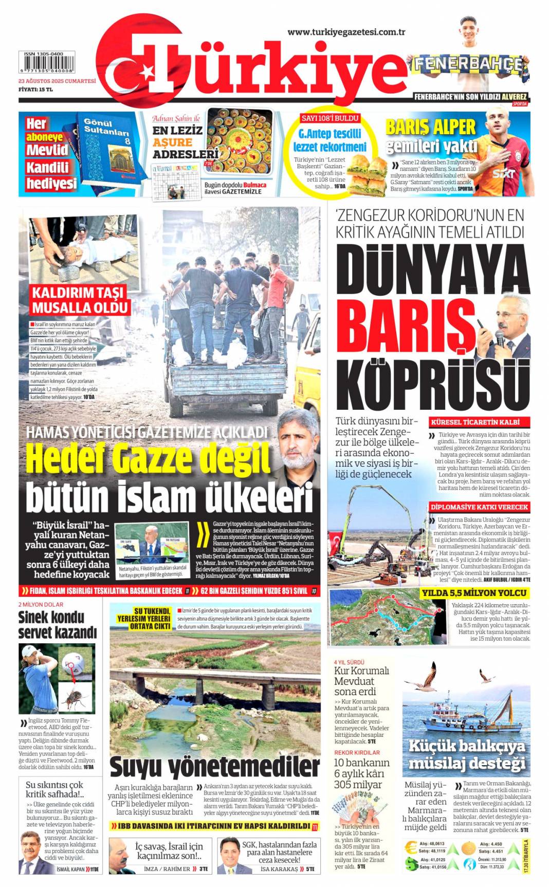 Çok önemli kalkınma hamlesi: 23 Ağustos 2025 Cumartesi, güncel gazete manşetleri... 20