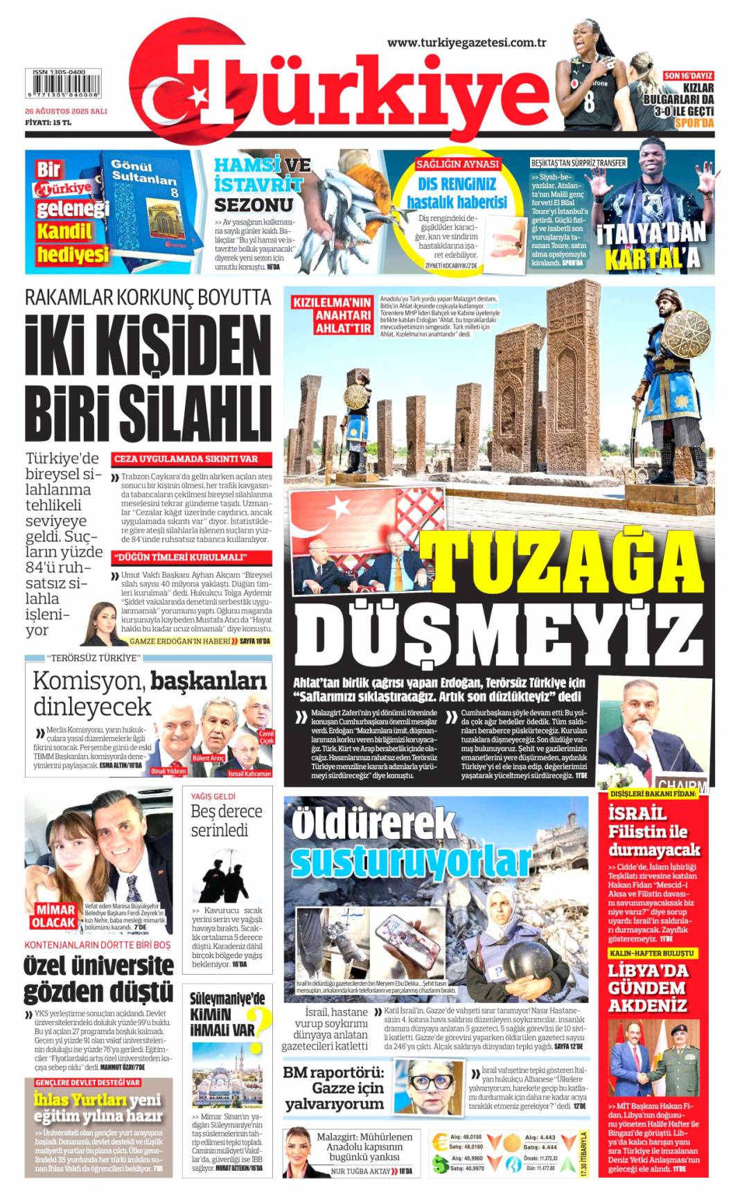 Terörsüz Türkiye için son düzlükteyiz: 26 Ağustos 2025 Salı, gazete manşetleri 20
