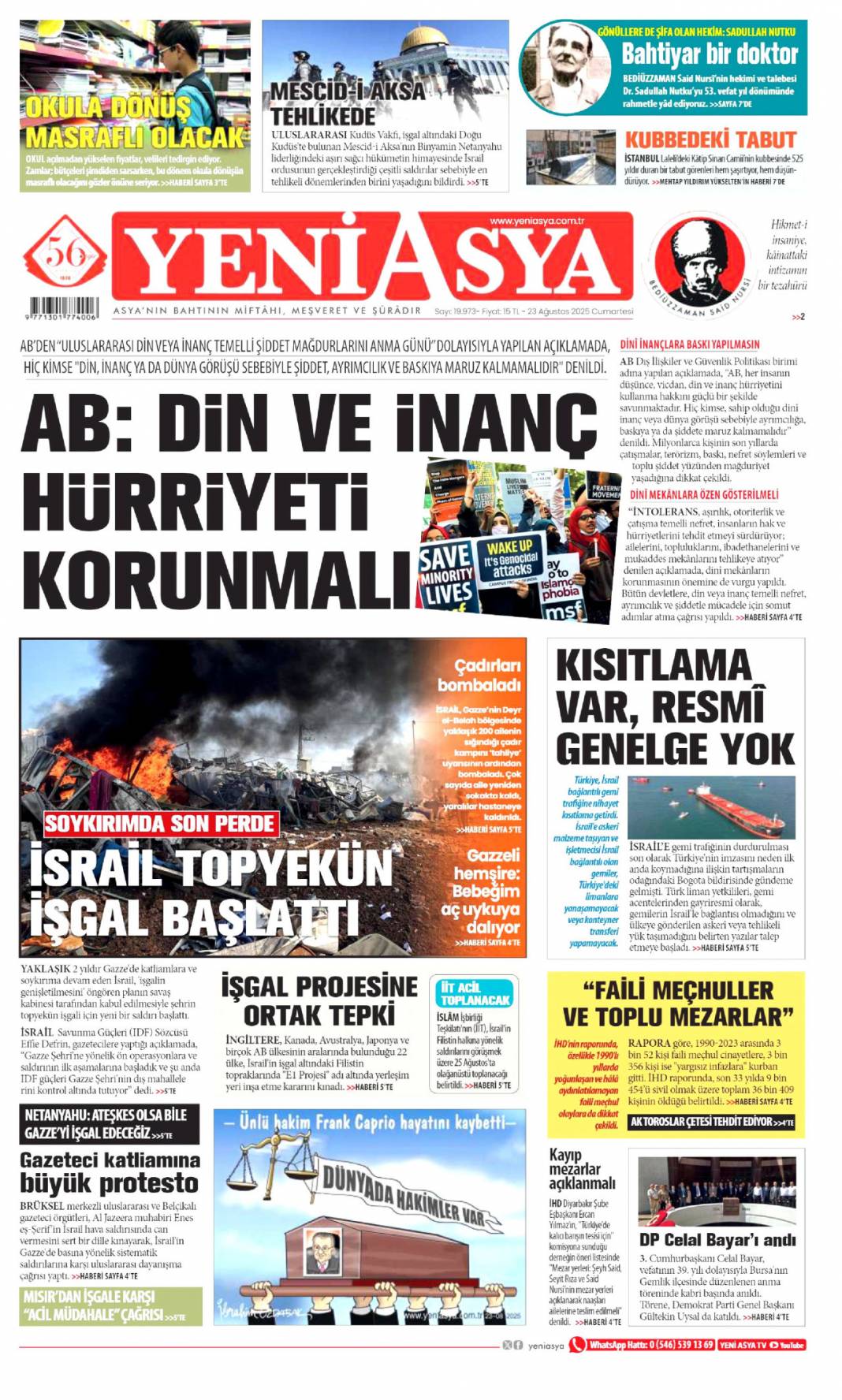 Çok önemli kalkınma hamlesi: 23 Ağustos 2025 Cumartesi, güncel gazete manşetleri... 22