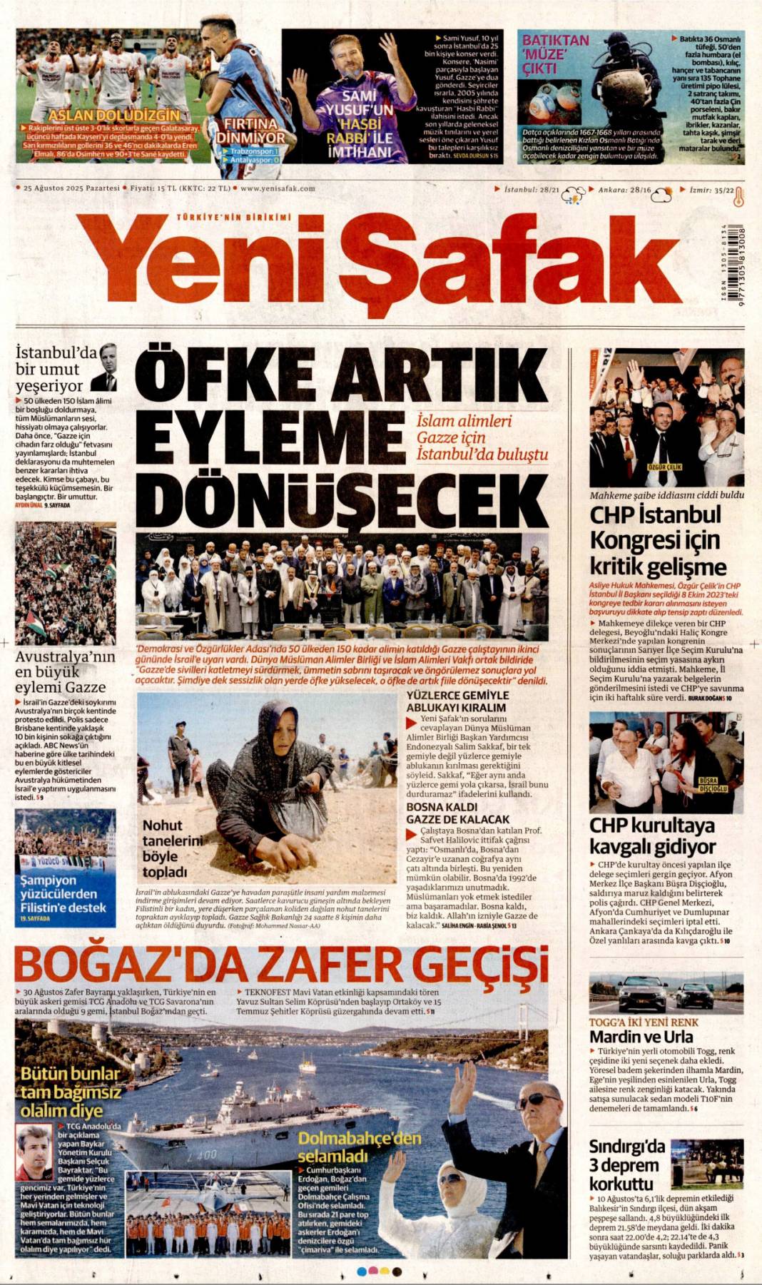 Mavi vatan gururu: 25 Ağustos 2025 Pazartesi güncel gazete manşetleri... 24