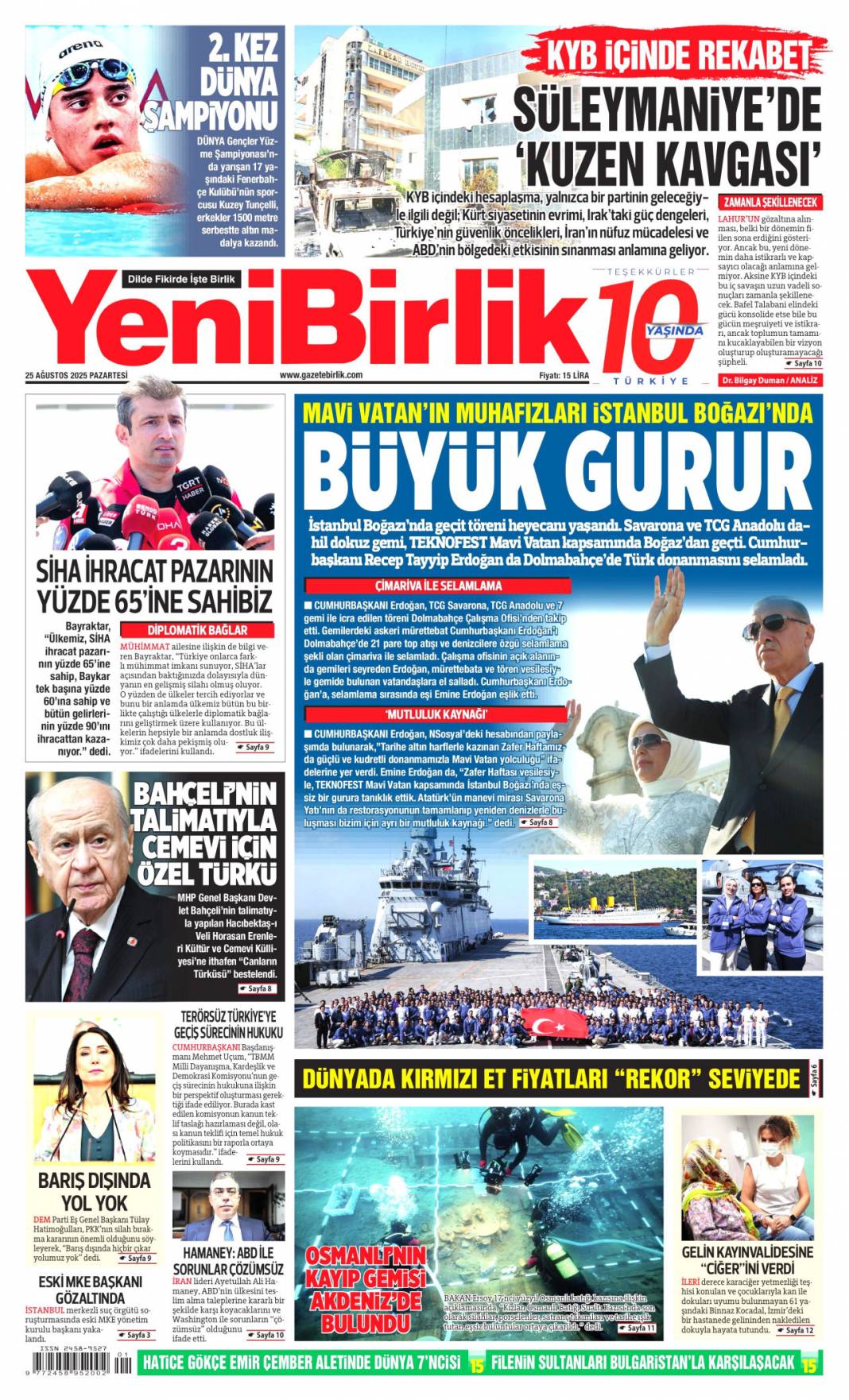 Mavi vatan gururu: 25 Ağustos 2025 Pazartesi güncel gazete manşetleri... 23