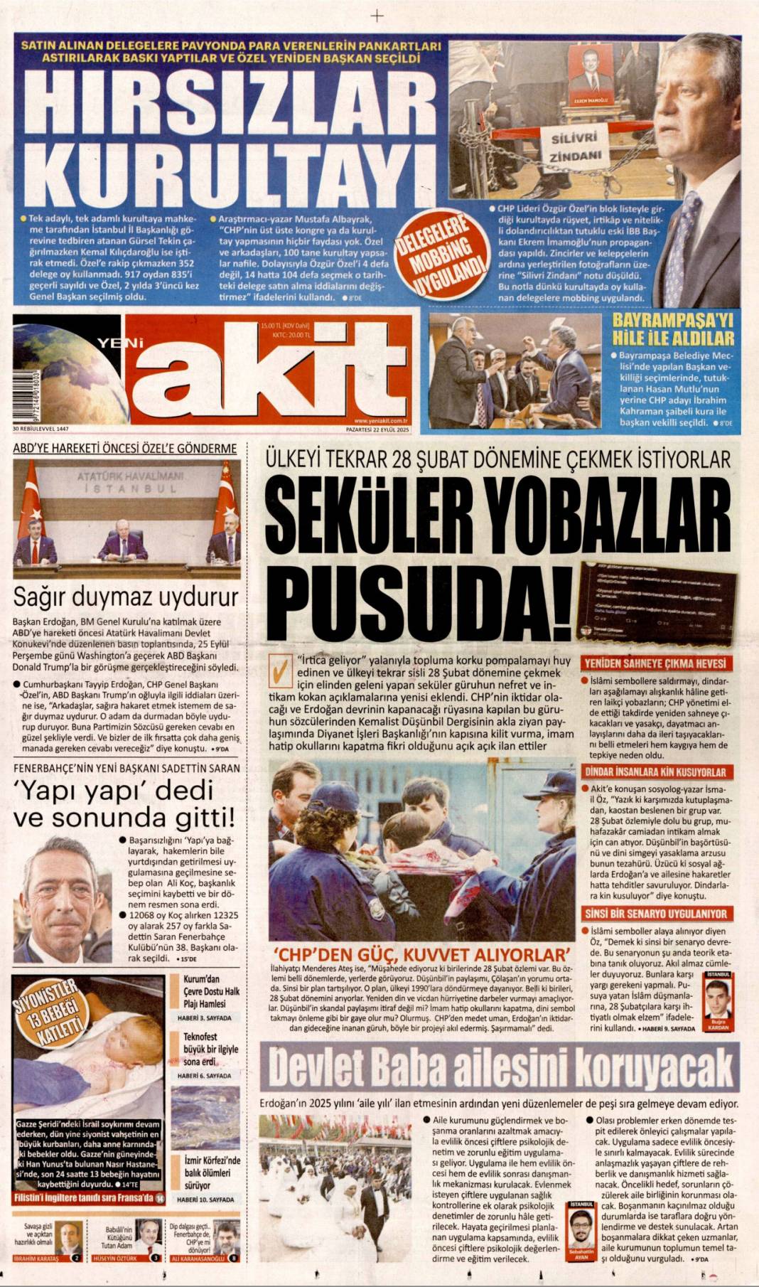 Filistin için tarihi bir gelişme! Filistin'e İngiliz anahtarı: 22 Eylül gazete manşetleri 10