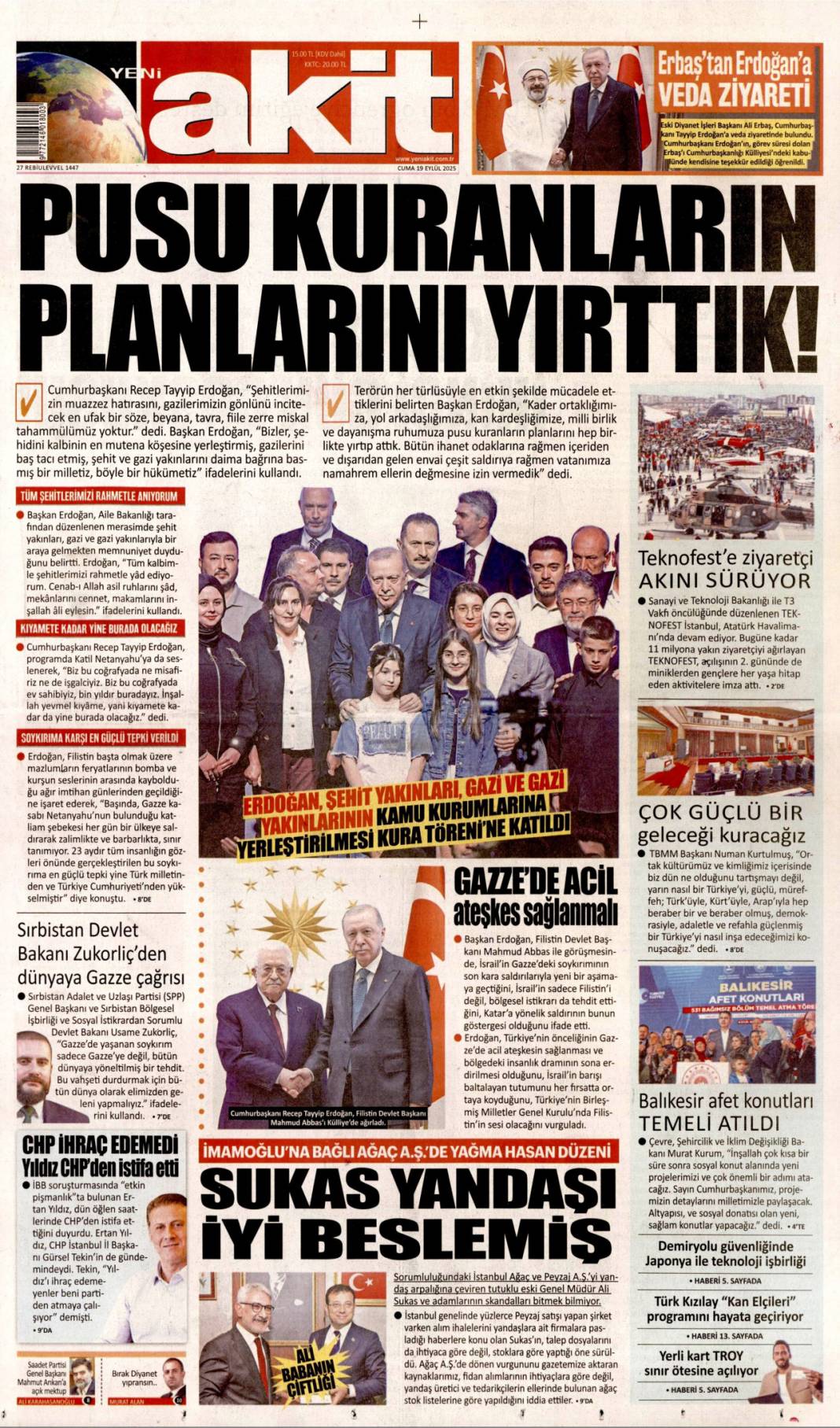 Türkiye'de aslan, Avrupa'da suskun! Kabus gibi başlangıç: 19 Eylül 2025 gazete manşetleri 12