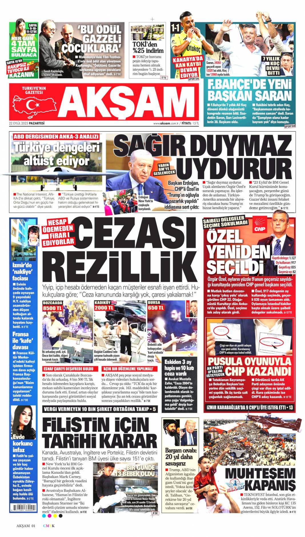 Filistin için tarihi bir gelişme! Filistin'e İngiliz anahtarı: 22 Eylül gazete manşetleri 11