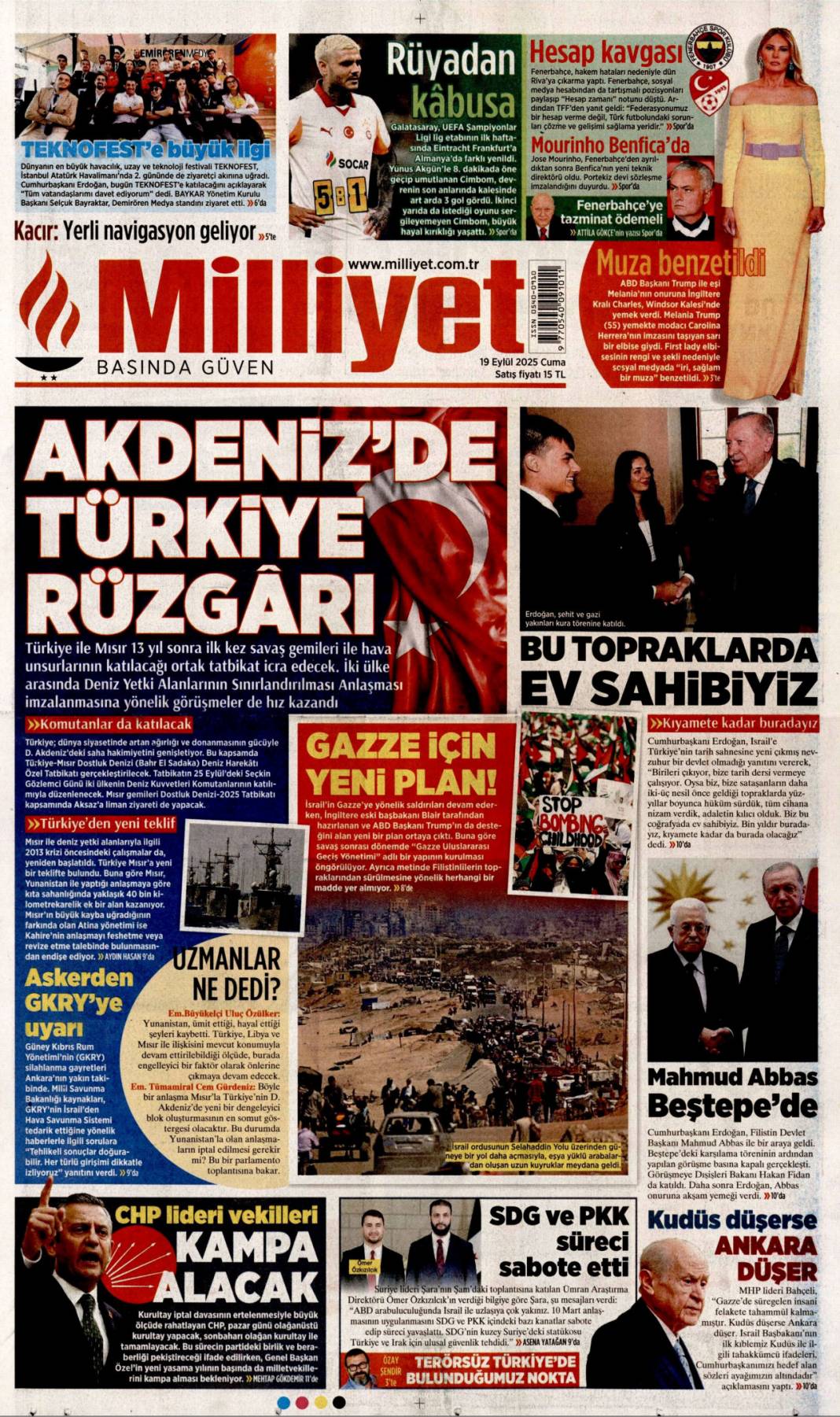 Türkiye'de aslan, Avrupa'da suskun! Kabus gibi başlangıç: 19 Eylül 2025 gazete manşetleri 14