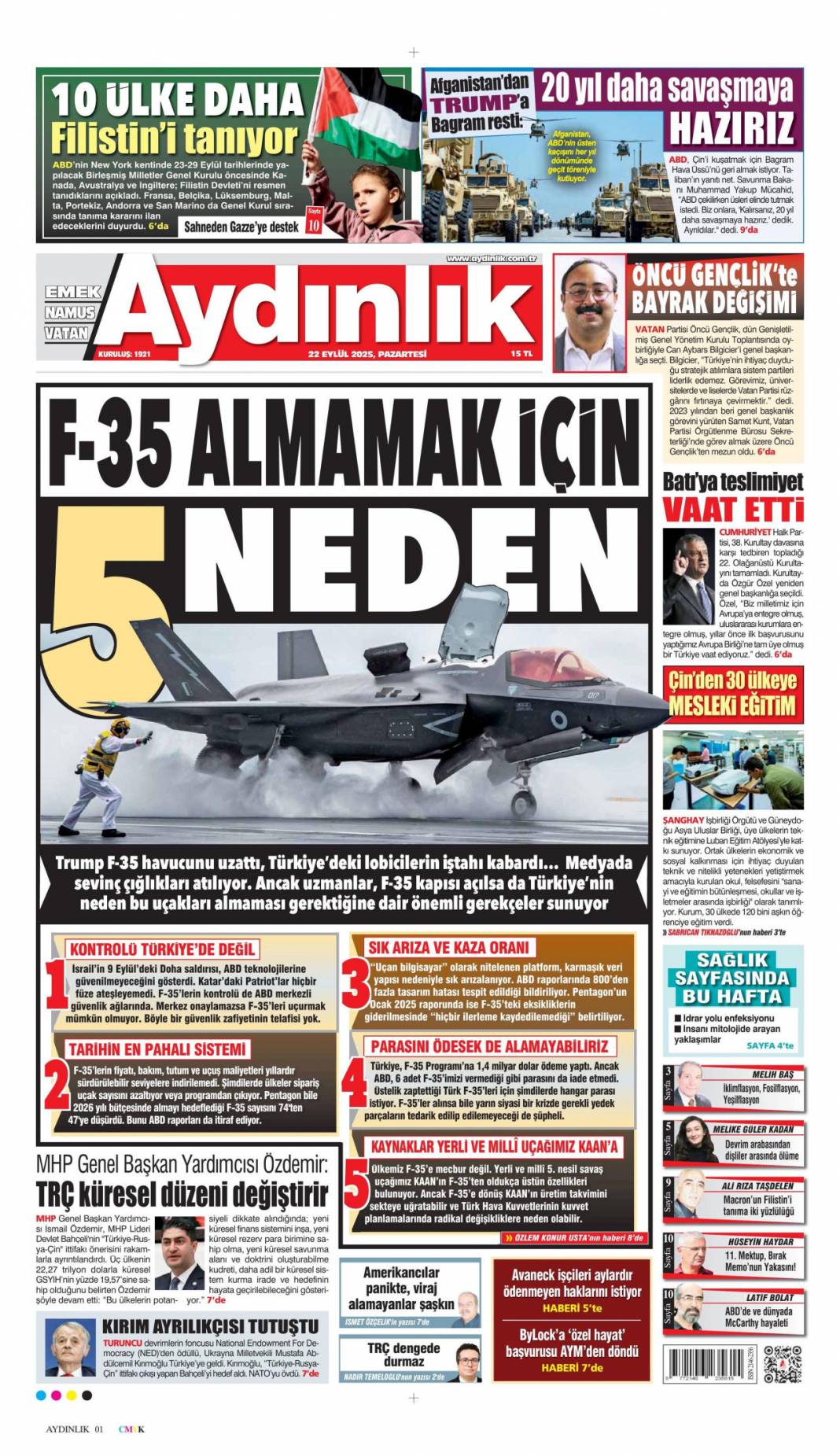 Filistin için tarihi bir gelişme! Filistin'e İngiliz anahtarı: 22 Eylül gazete manşetleri 14