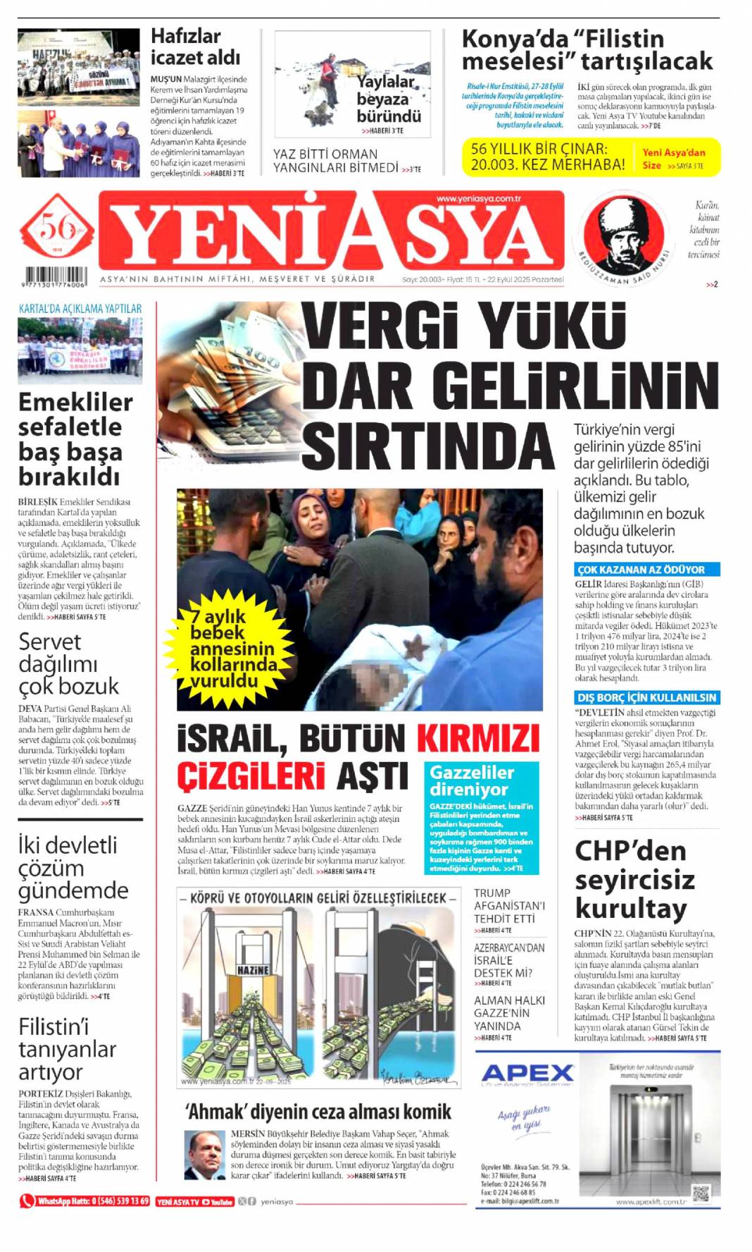 Filistin için tarihi bir gelişme! Filistin'e İngiliz anahtarı: 22 Eylül gazete manşetleri 18