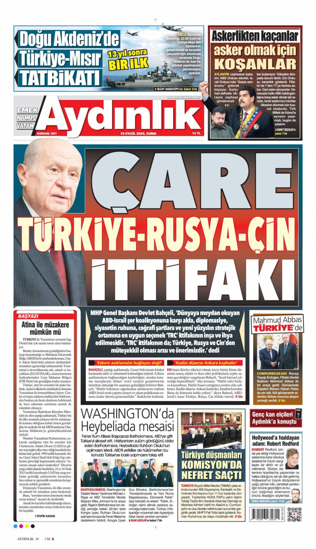 Türkiye'de aslan, Avrupa'da suskun! Kabus gibi başlangıç: 19 Eylül 2025 gazete manşetleri 16