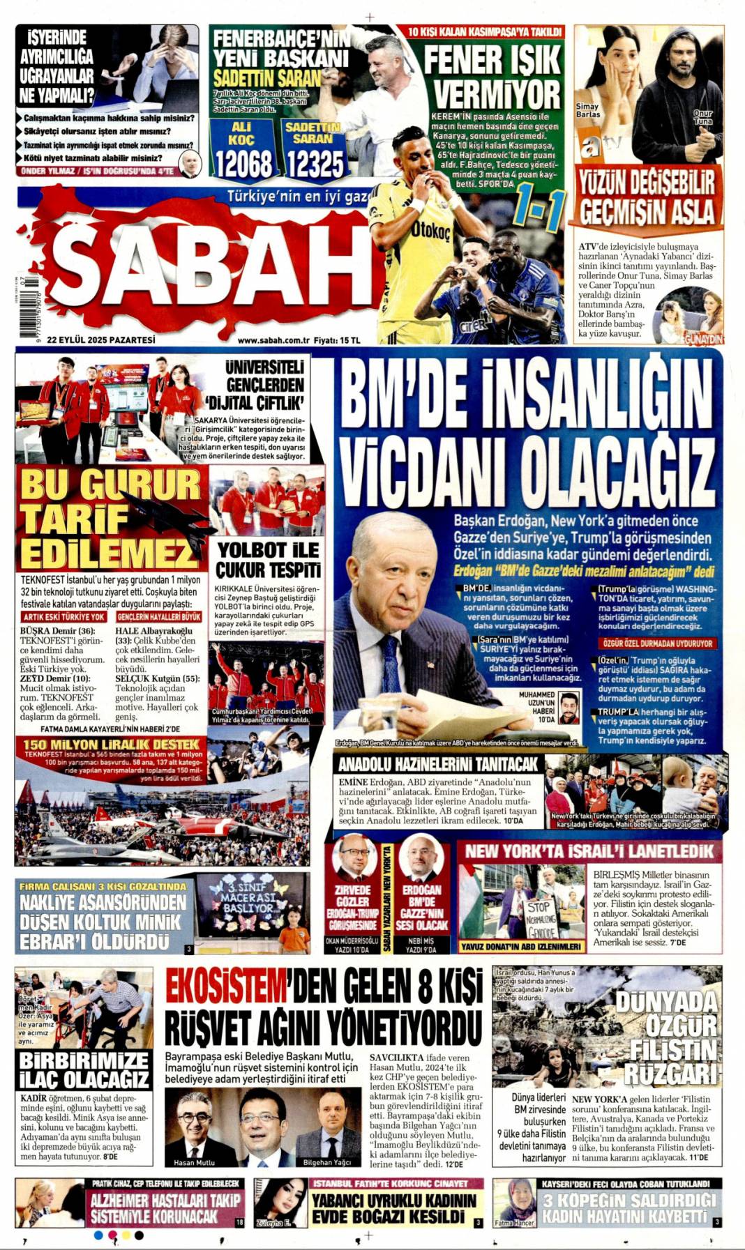 Filistin için tarihi bir gelişme! Filistin'e İngiliz anahtarı: 22 Eylül gazete manşetleri 2