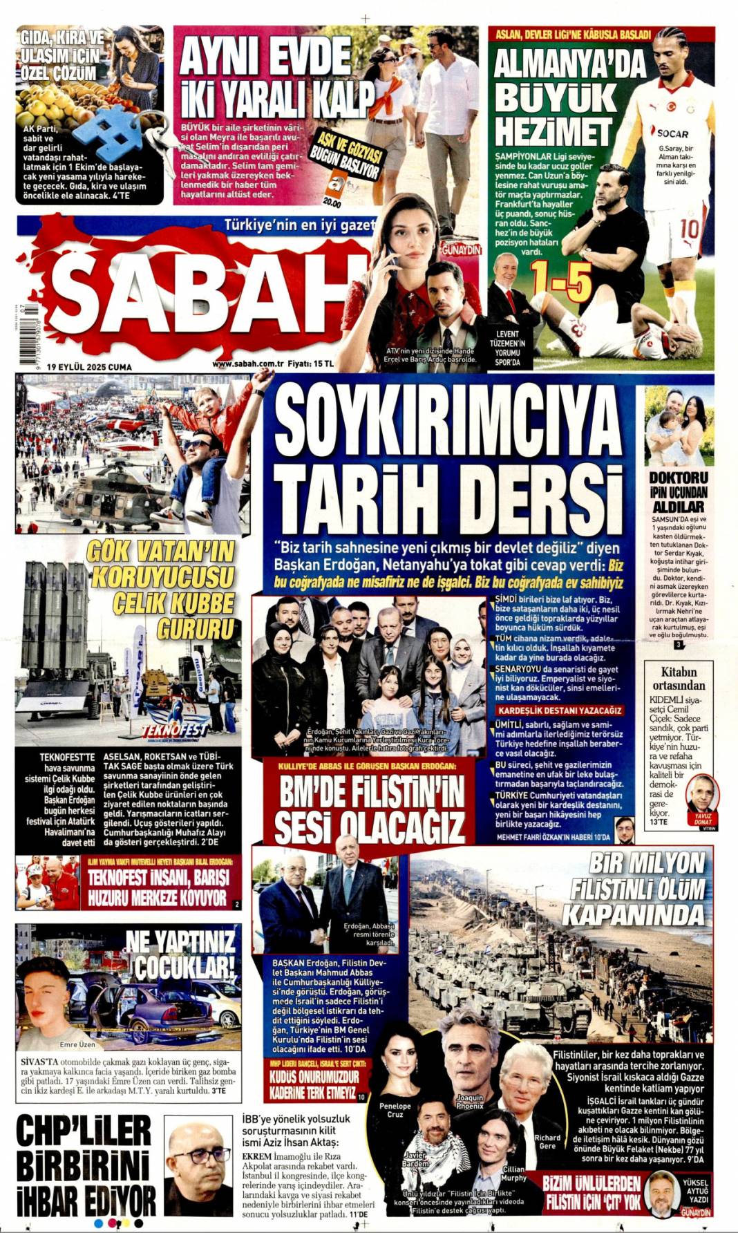 Türkiye'de aslan, Avrupa'da suskun! Kabus gibi başlangıç: 19 Eylül 2025 gazete manşetleri 4