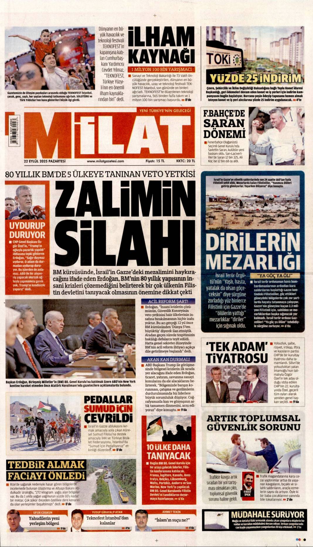 Filistin için tarihi bir gelişme! Filistin'e İngiliz anahtarı: 22 Eylül gazete manşetleri 23