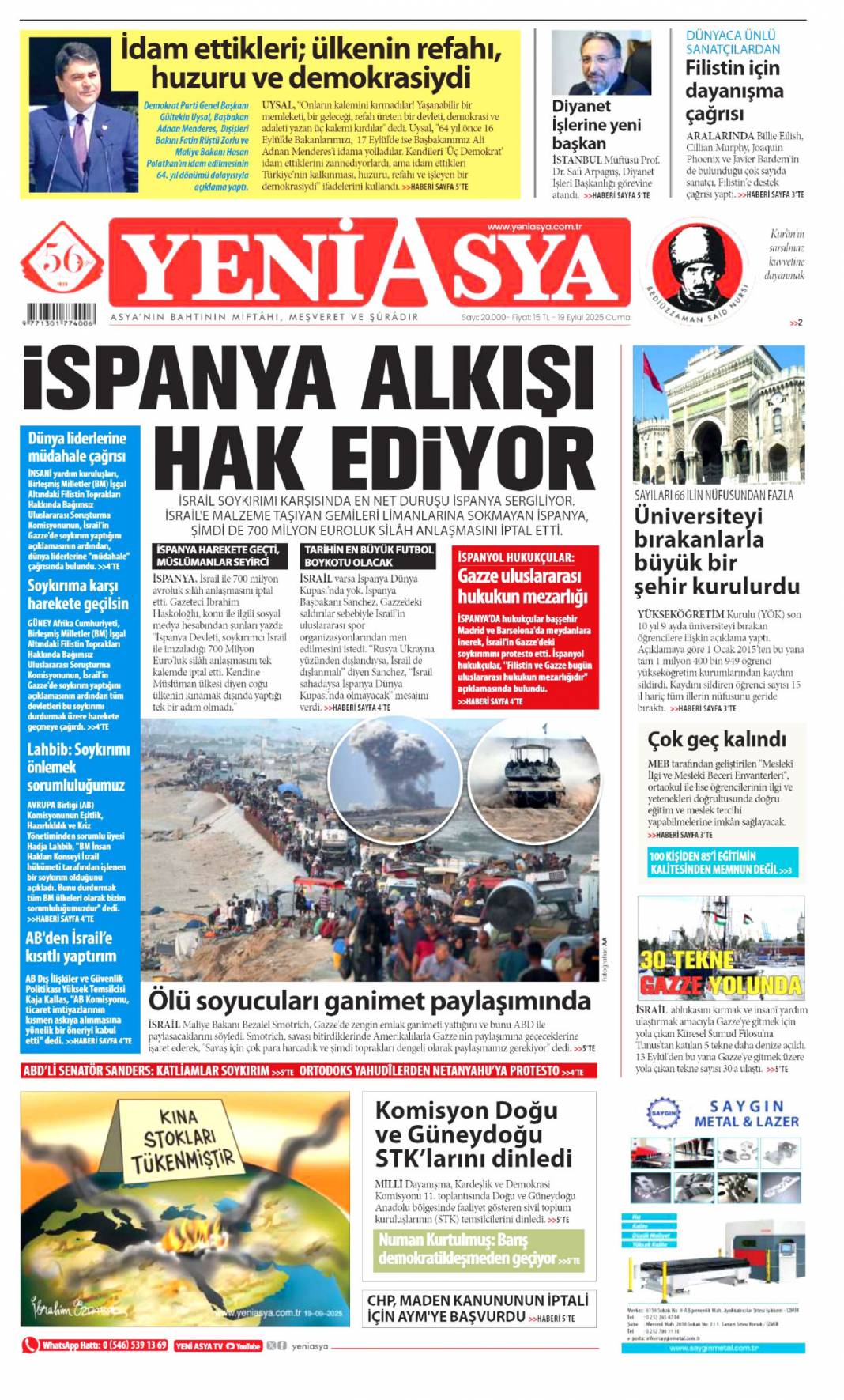 Türkiye'de aslan, Avrupa'da suskun! Kabus gibi başlangıç: 19 Eylül 2025 gazete manşetleri 20