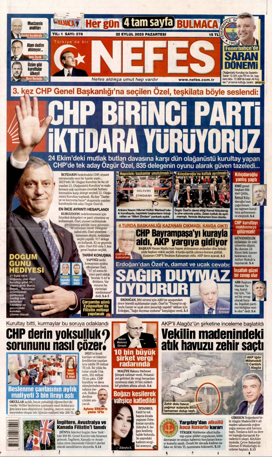 Filistin için tarihi bir gelişme! Filistin'e İngiliz anahtarı: 22 Eylül gazete manşetleri 4